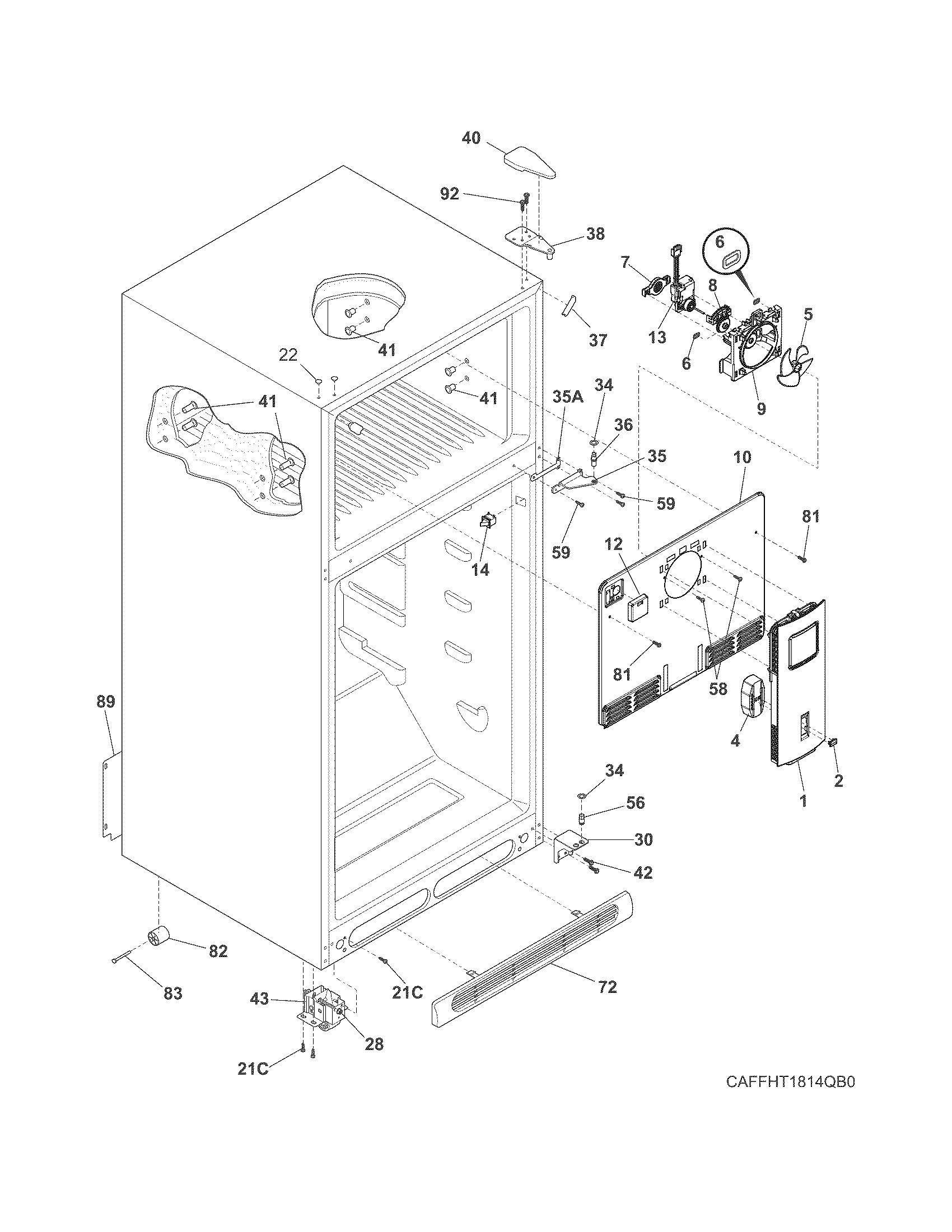 Frigidaire FFHT1814QB0 cabinet diagram