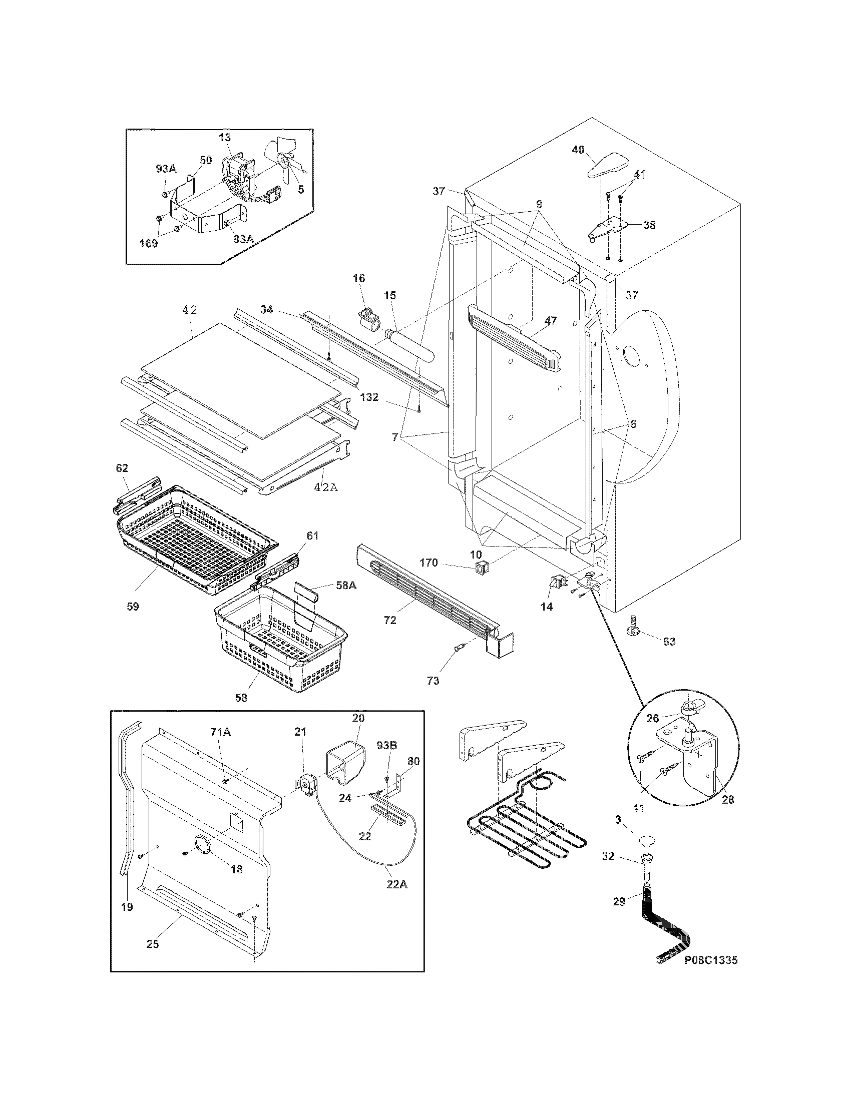 Frigidaire FFRU17G8QWB cabinet diagram