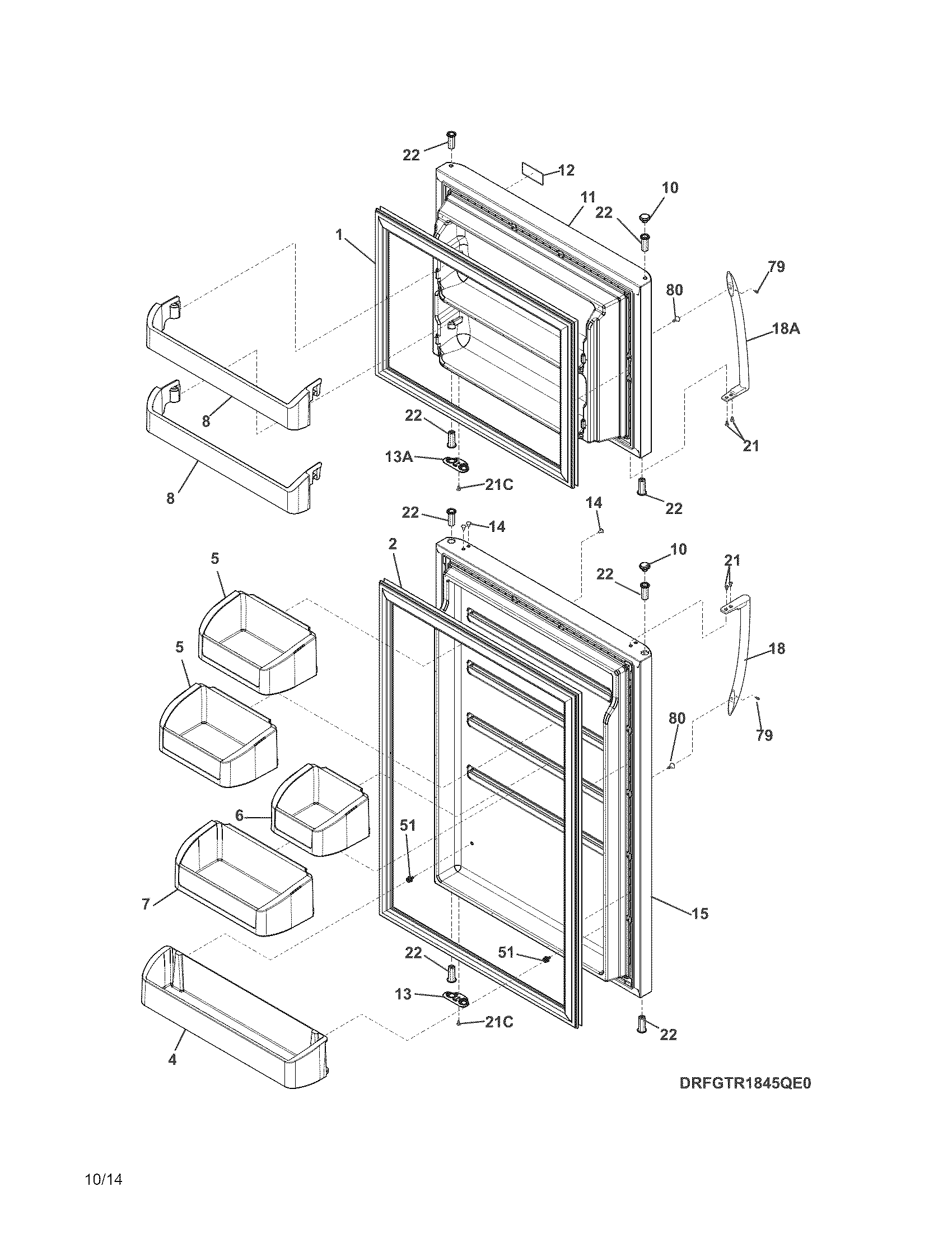 Frigidaire FGTR2045QF1 doors diagram