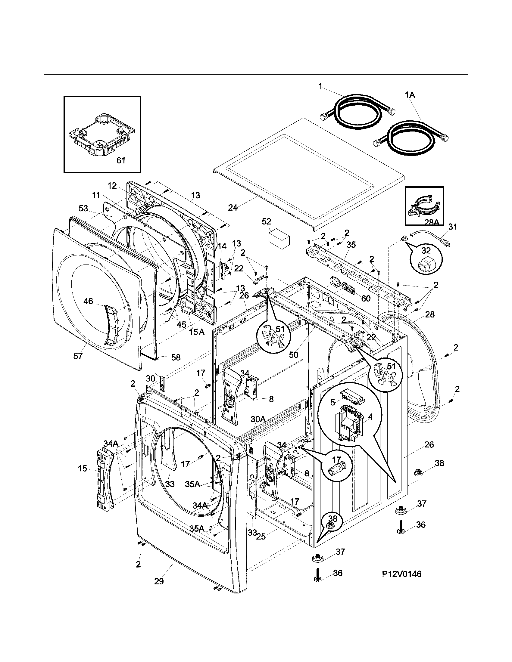 Kenmore Elite 41741100000 cabinet/top panel diagram