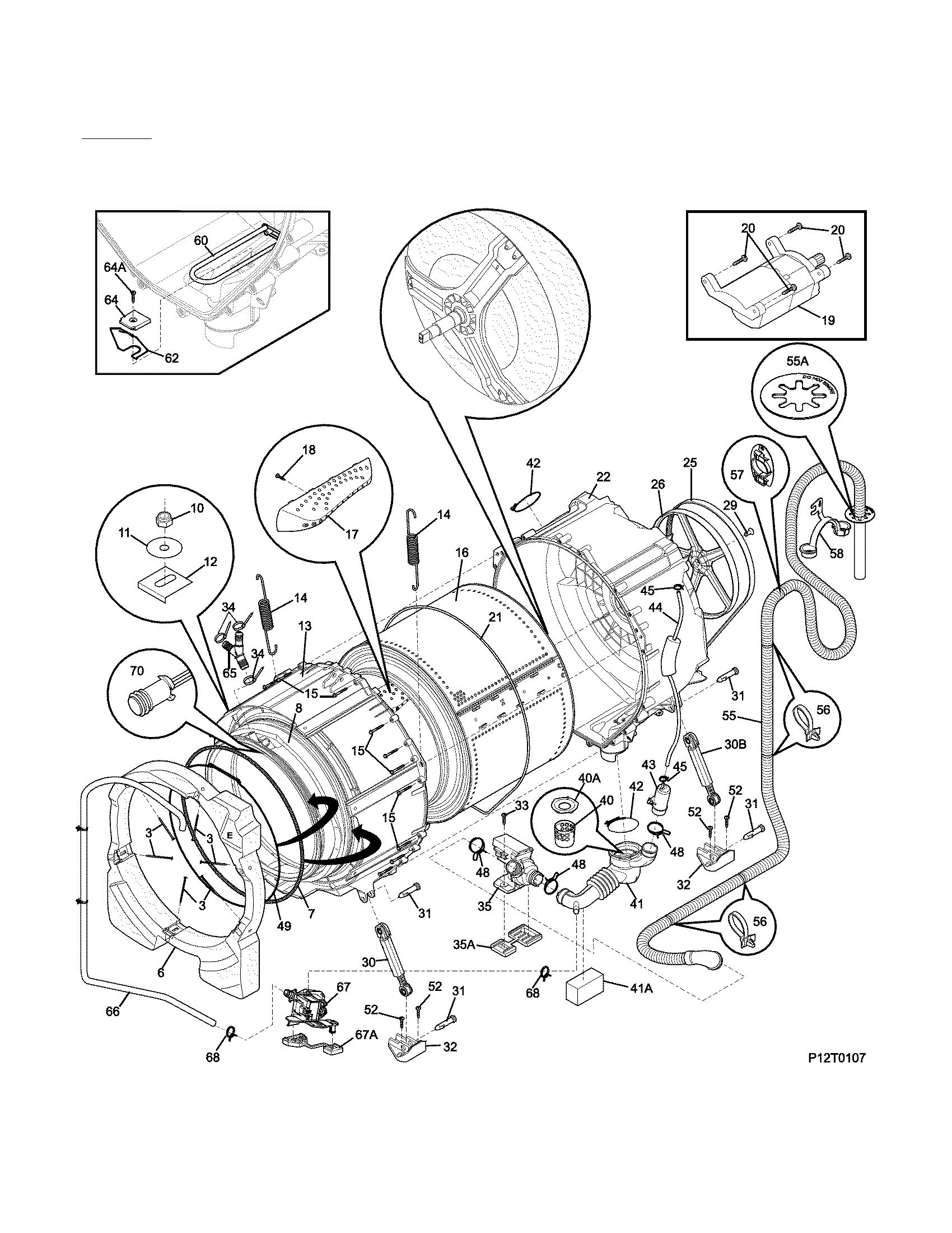 Kenmore Elite 41741100000 motor/tub diagram