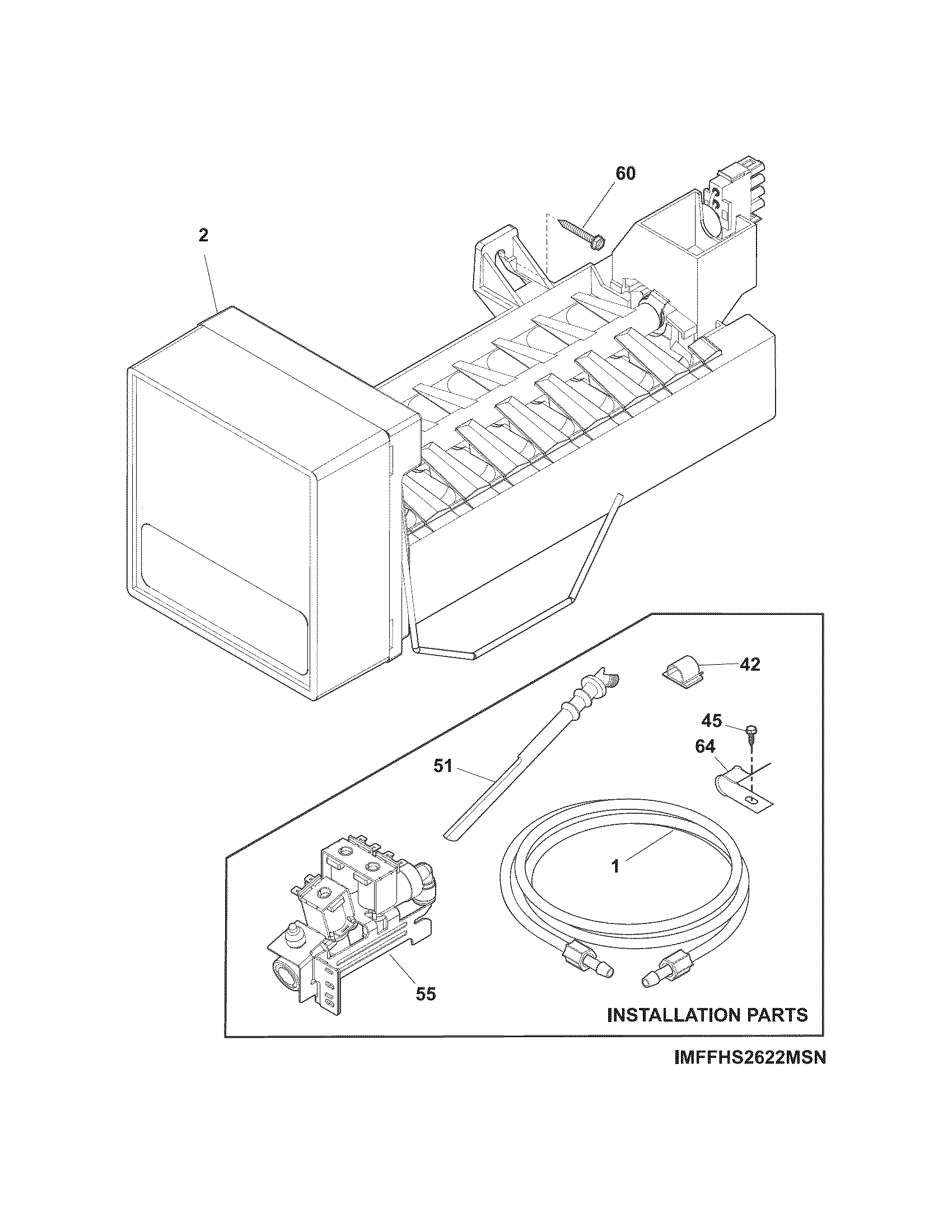 Frigidaire FFHS2622MSWA ice maker diagram