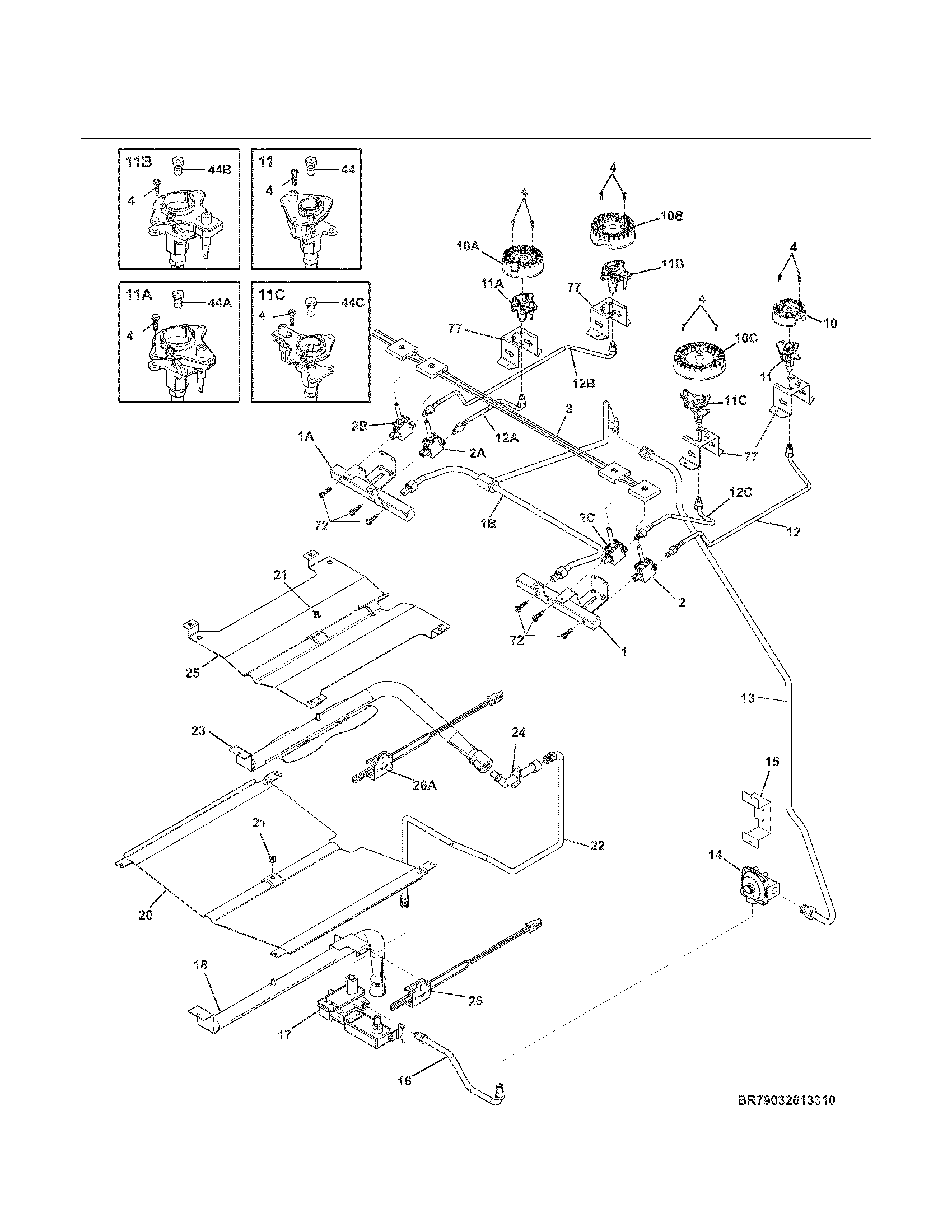Kenmore 79032613314 burner diagram