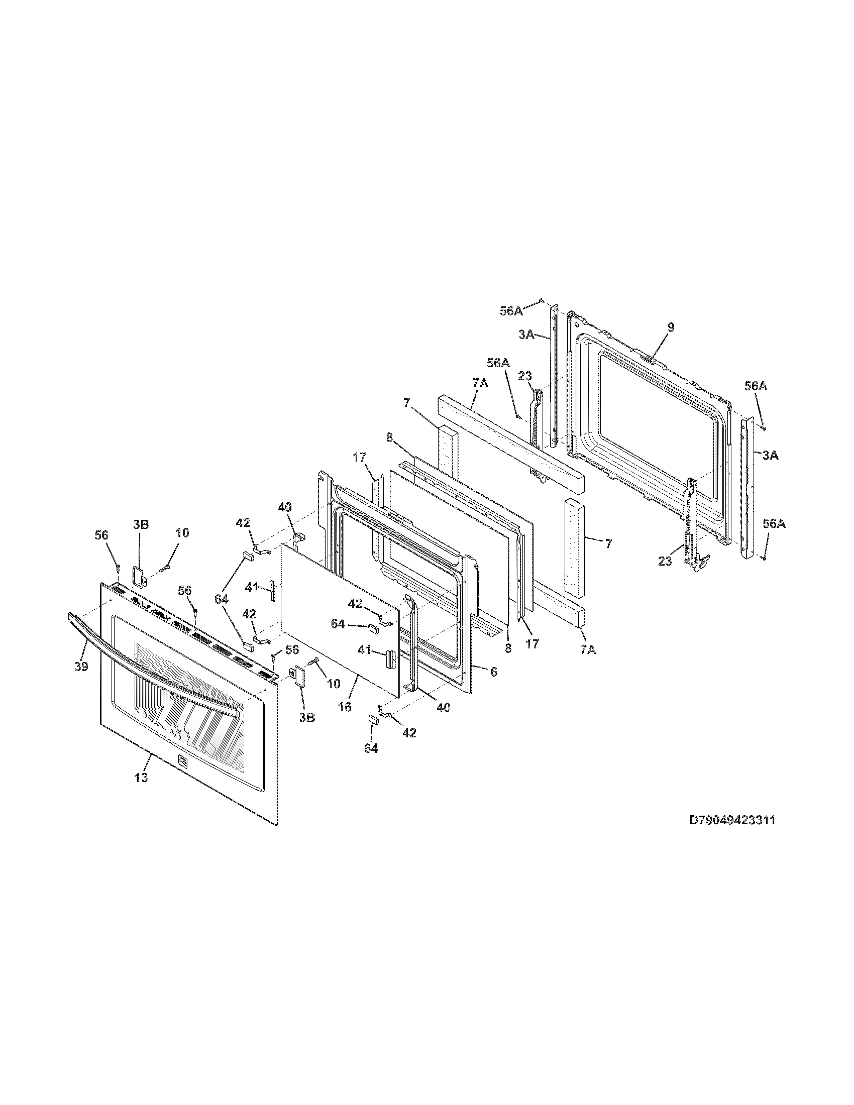 Kenmore 79032613314 door diagram