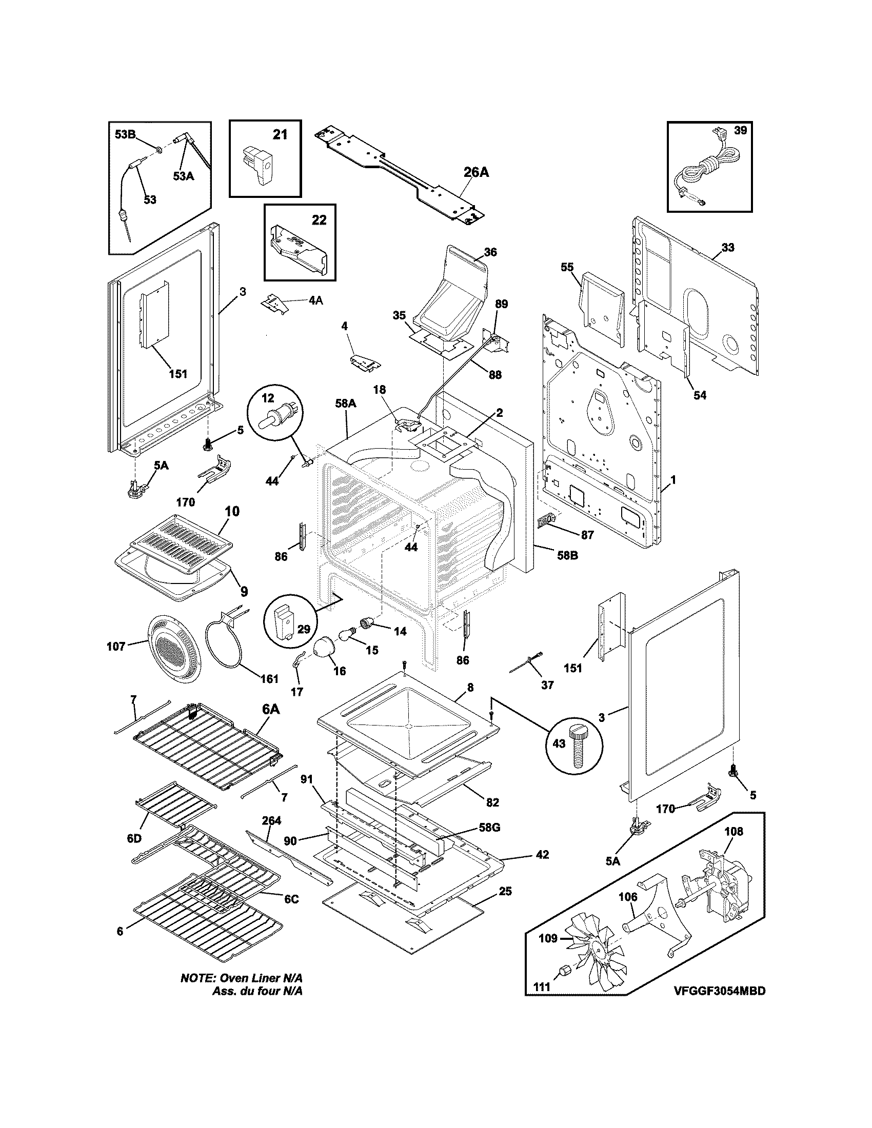 Frigidaire FGGF3054MFJ body diagram