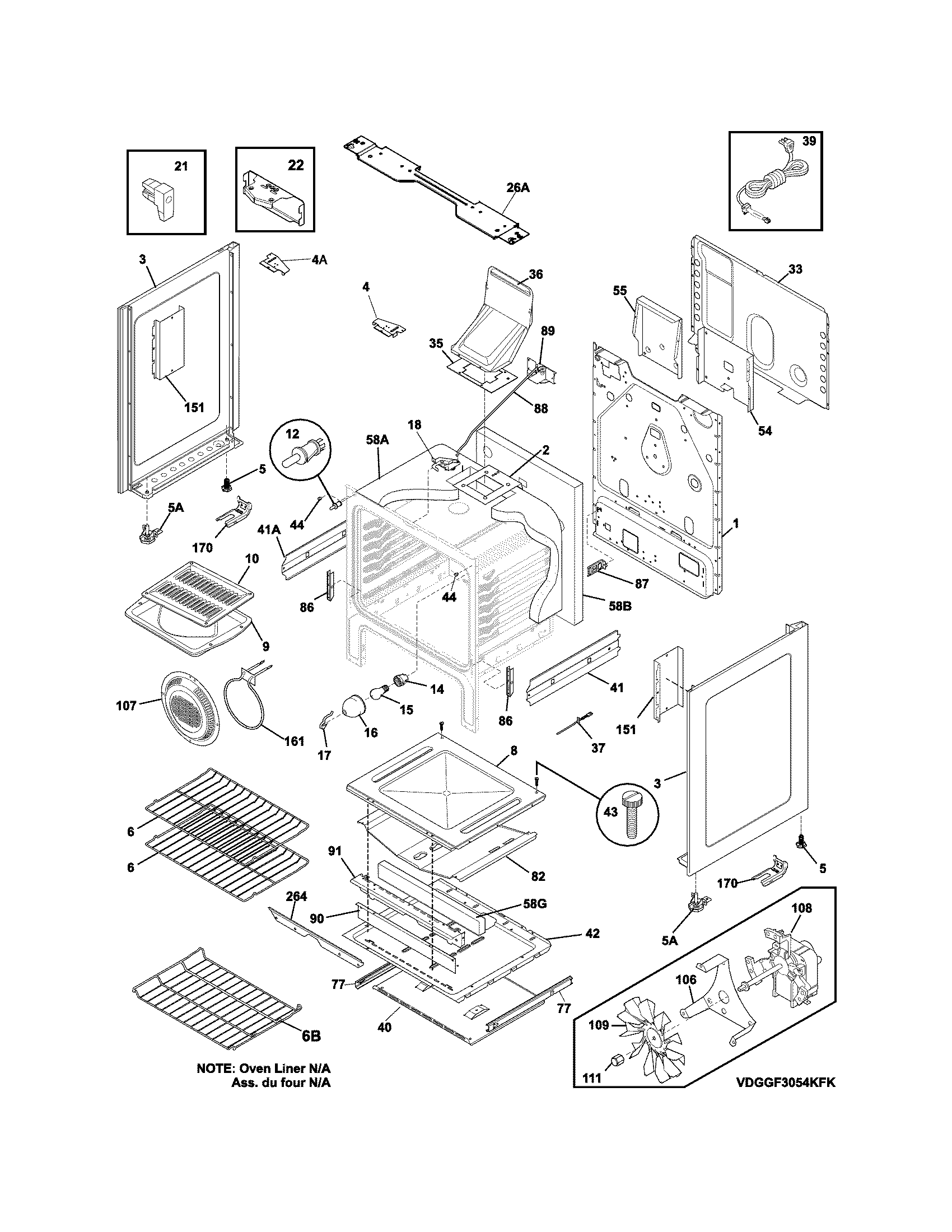 Frigidaire DGGF3054KFT body diagram