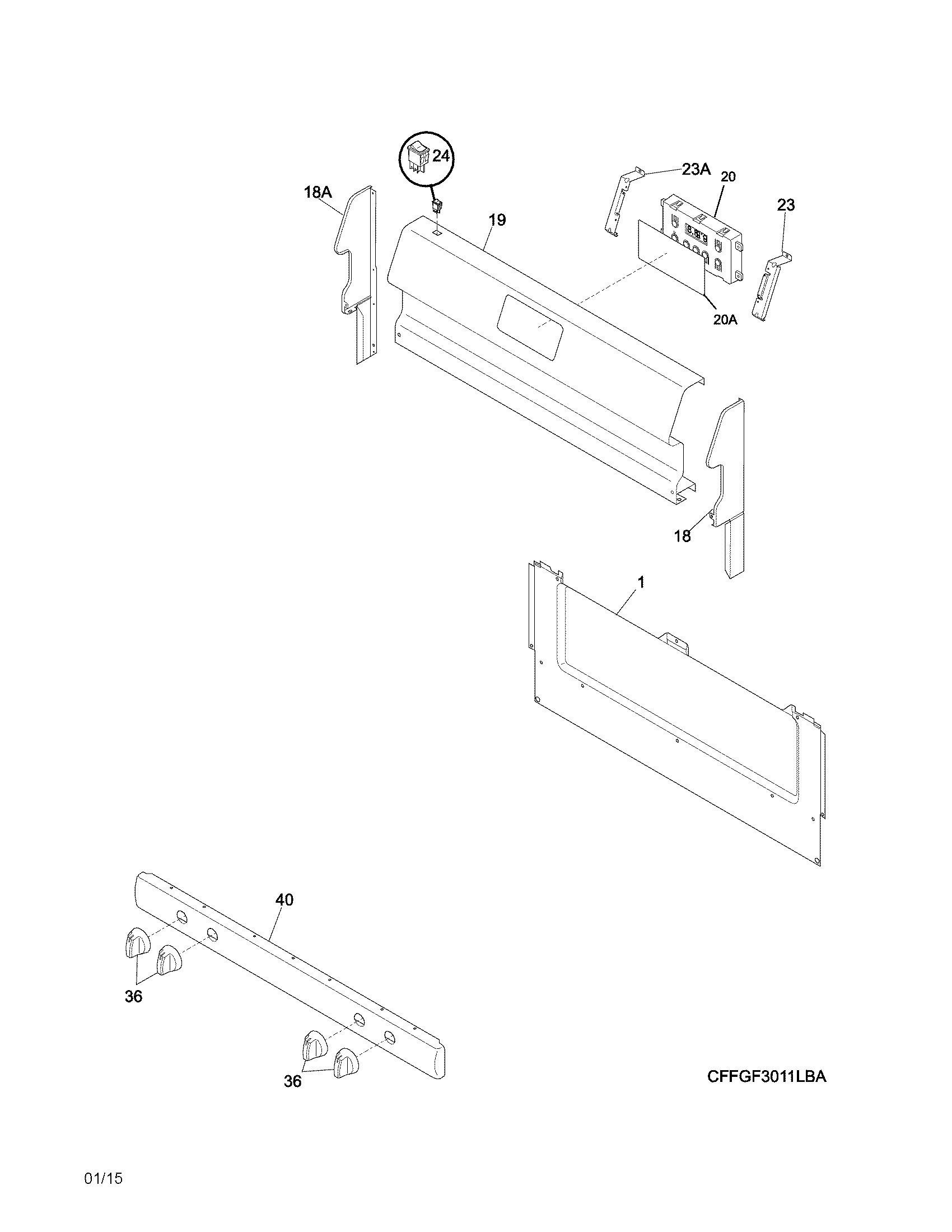 Frigidaire FFGF3011LWD backguard diagram