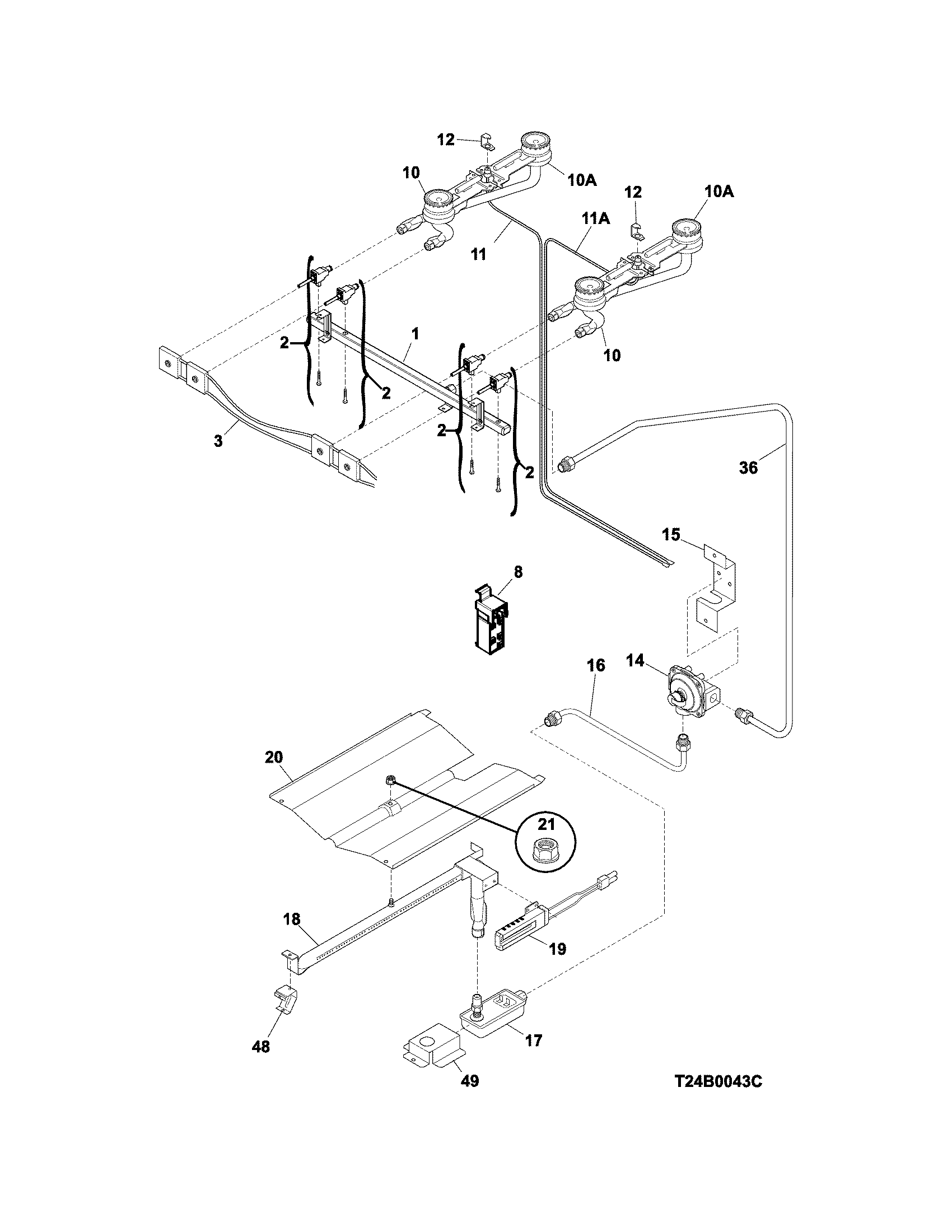 Frigidaire FFGF3011LWD burner diagram