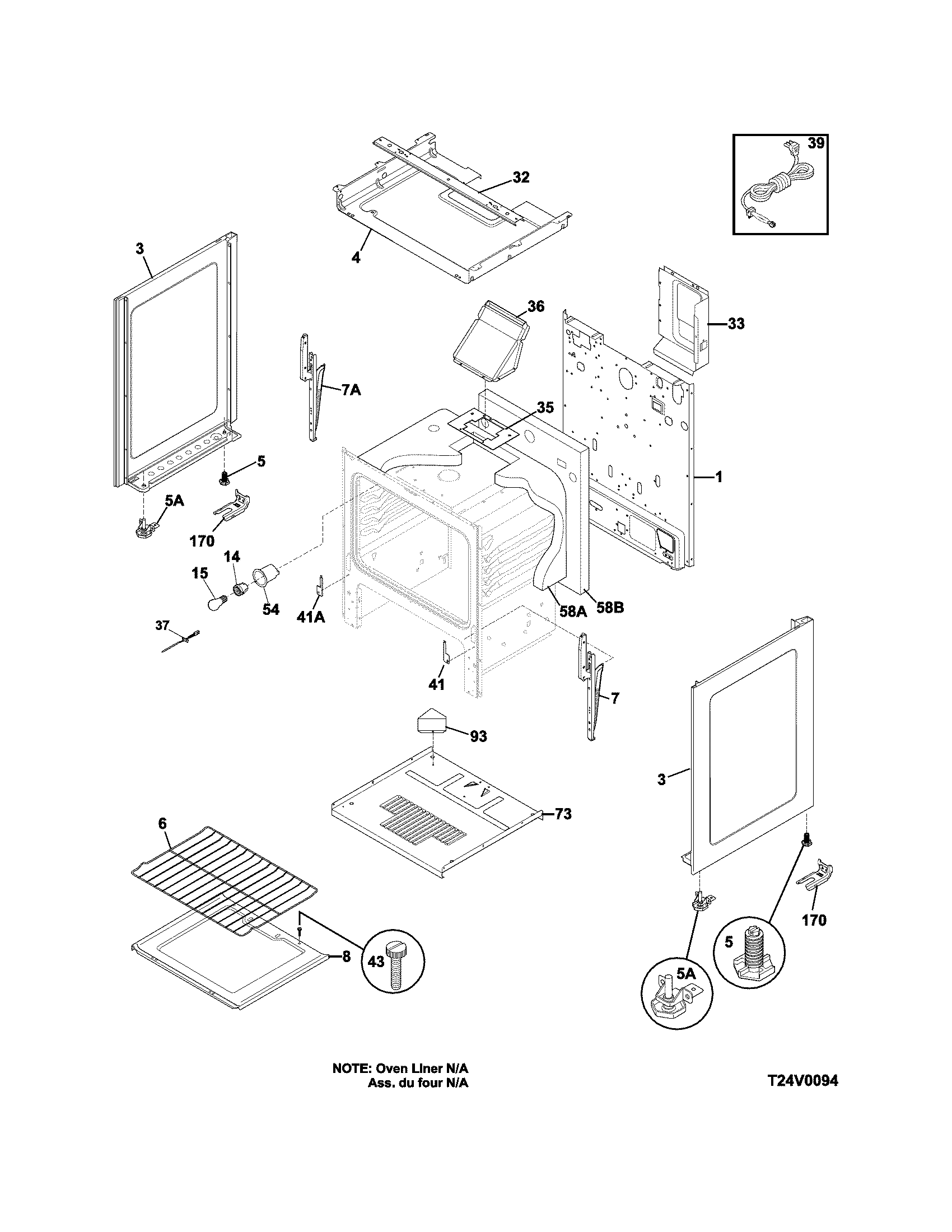Frigidaire FFGF3011LWD body diagram
