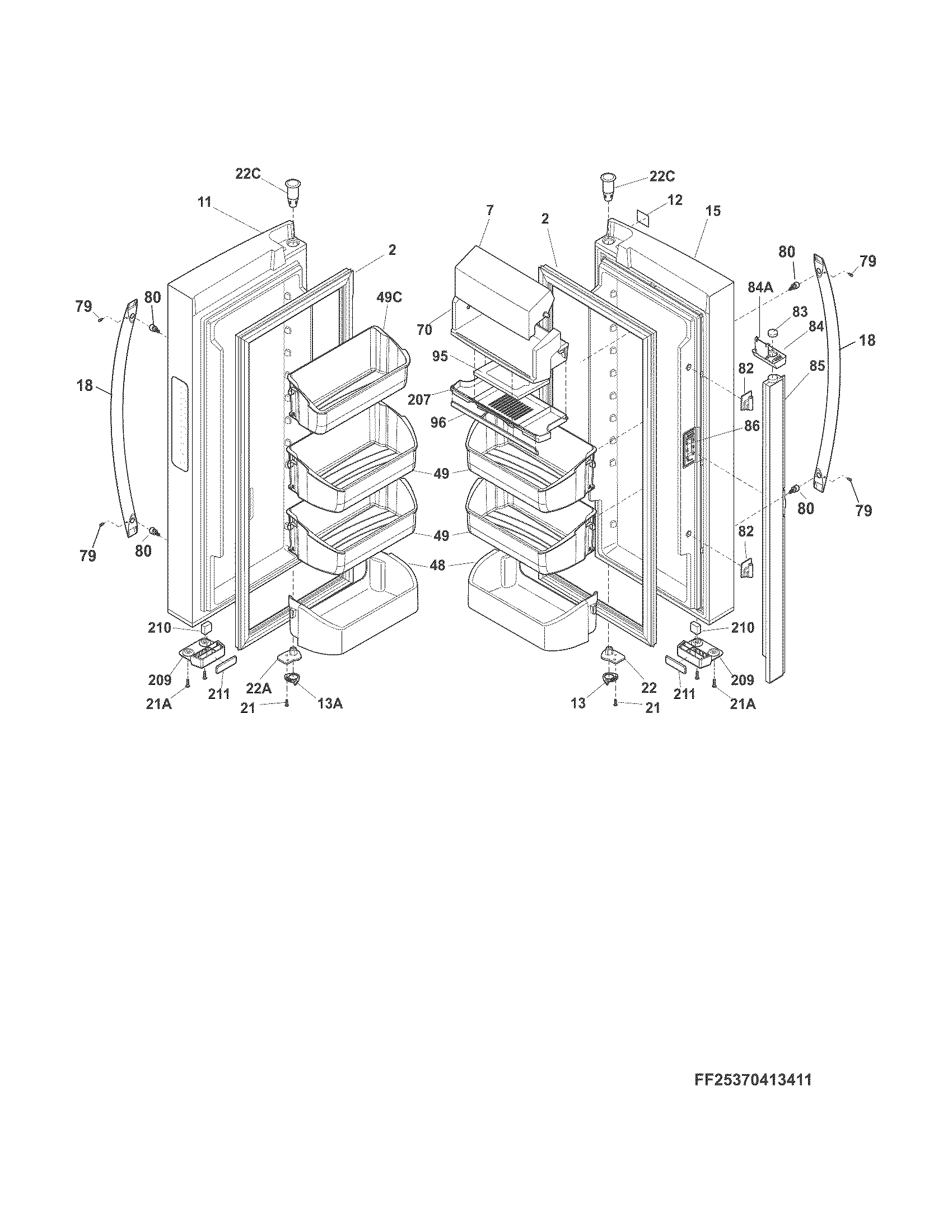 Kenmore 25370413411 fresh food door diagram