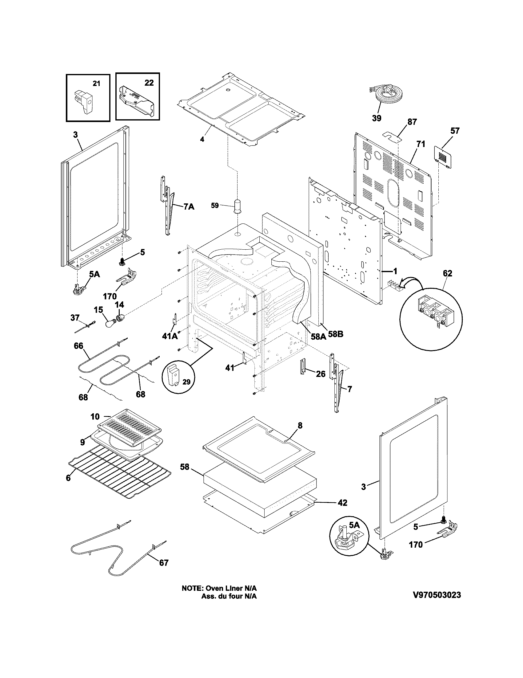 Frigidaire CFEF3012PBB body diagram