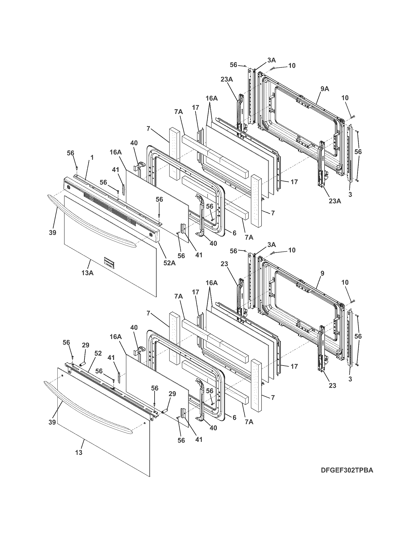Frigidaire FGEF302TPWA doors diagram