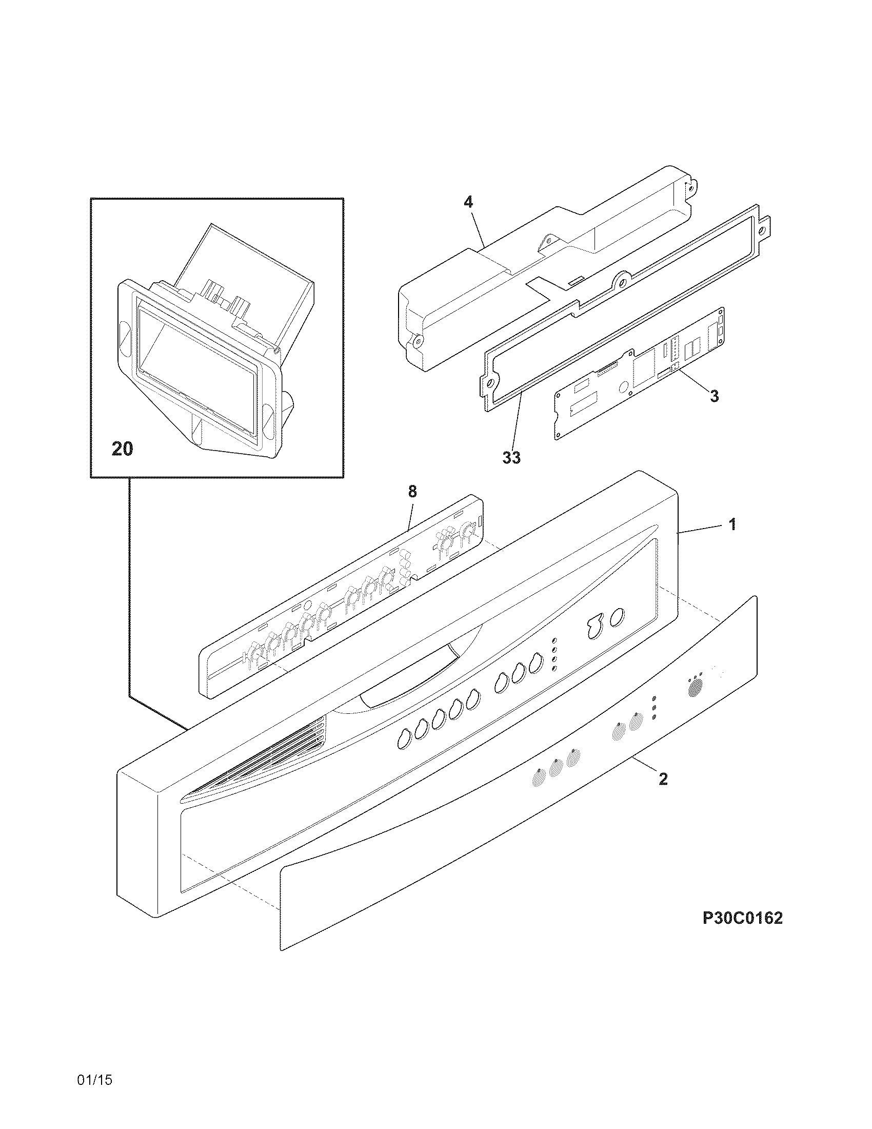 Frigidaire FFBD2406NB4A control panel diagram