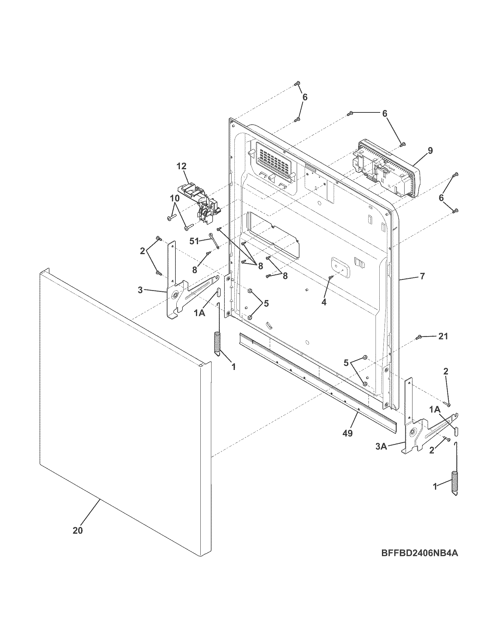 Frigidaire FFBD2406NB4A door diagram
