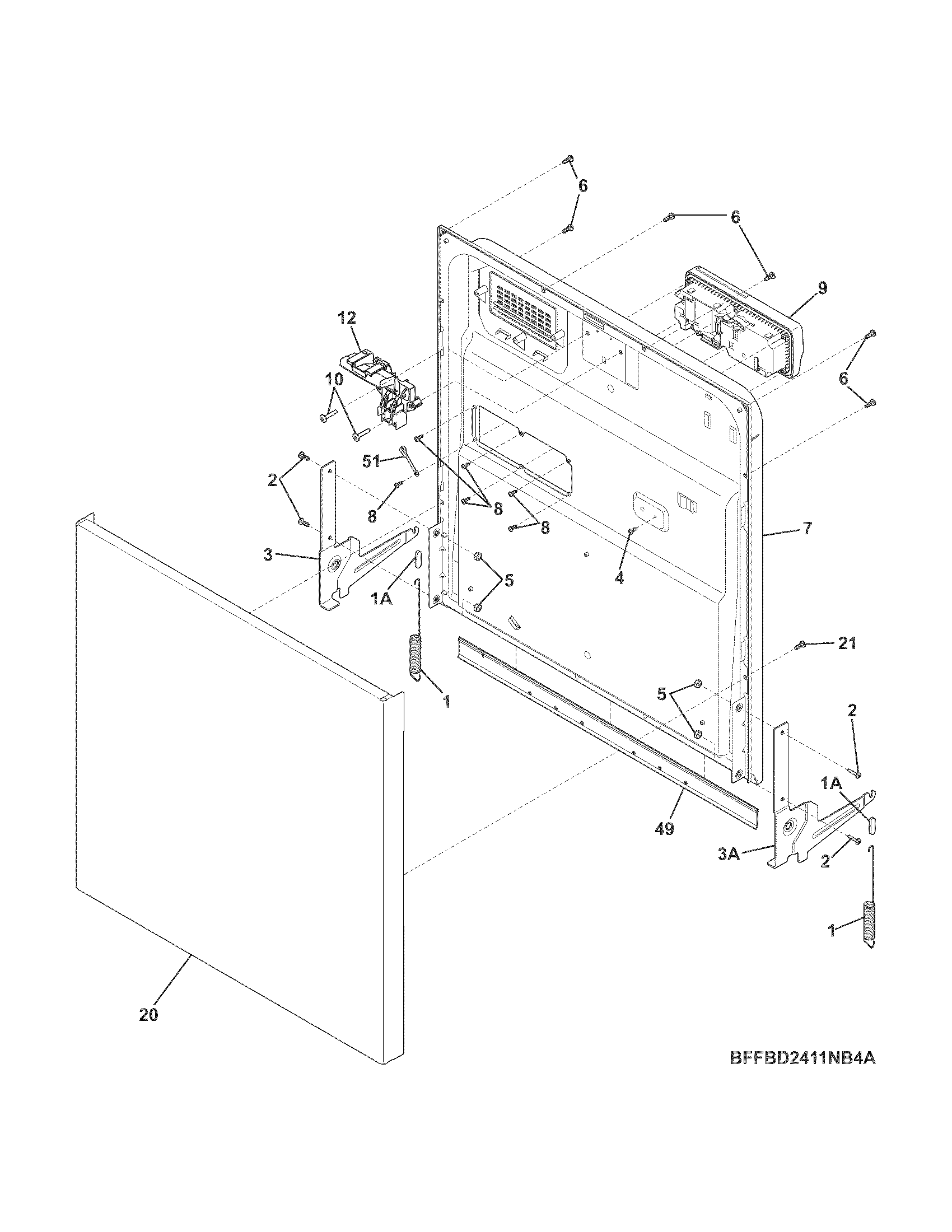 Frigidaire FFBD2411NQ4A door diagram