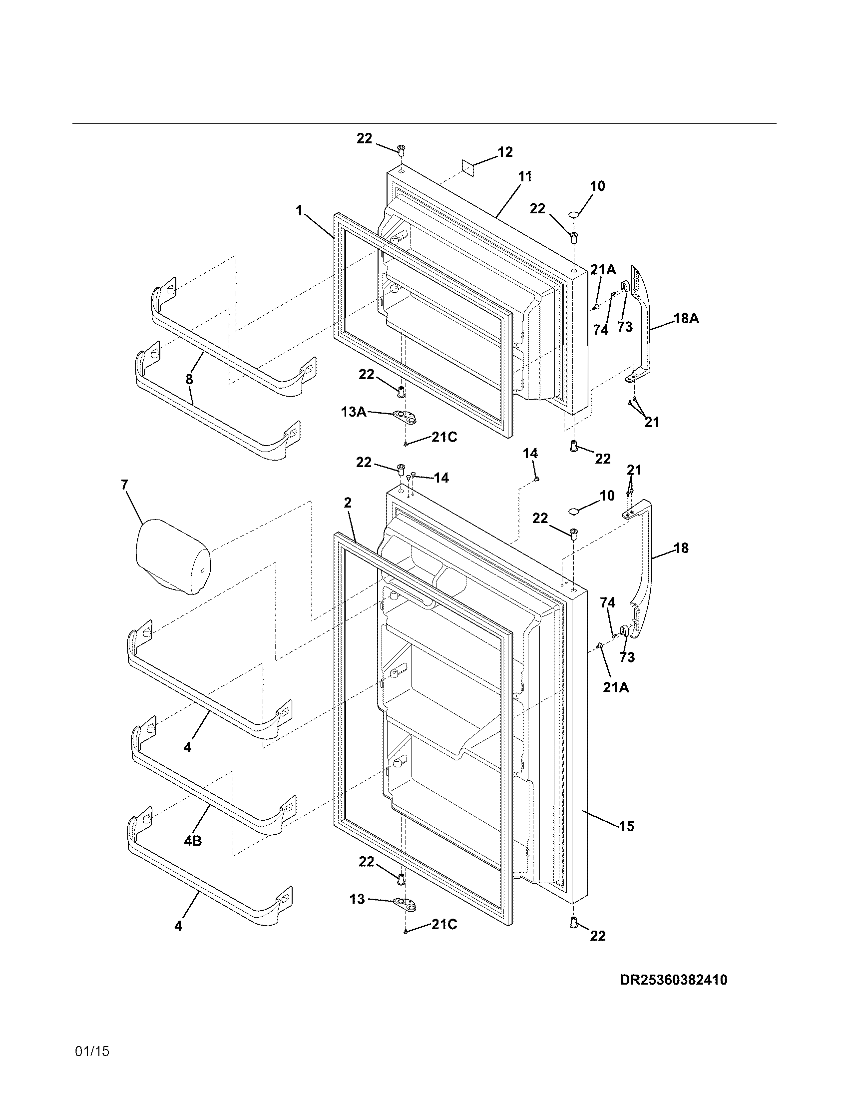 Kenmore 25360409411 doors diagram
