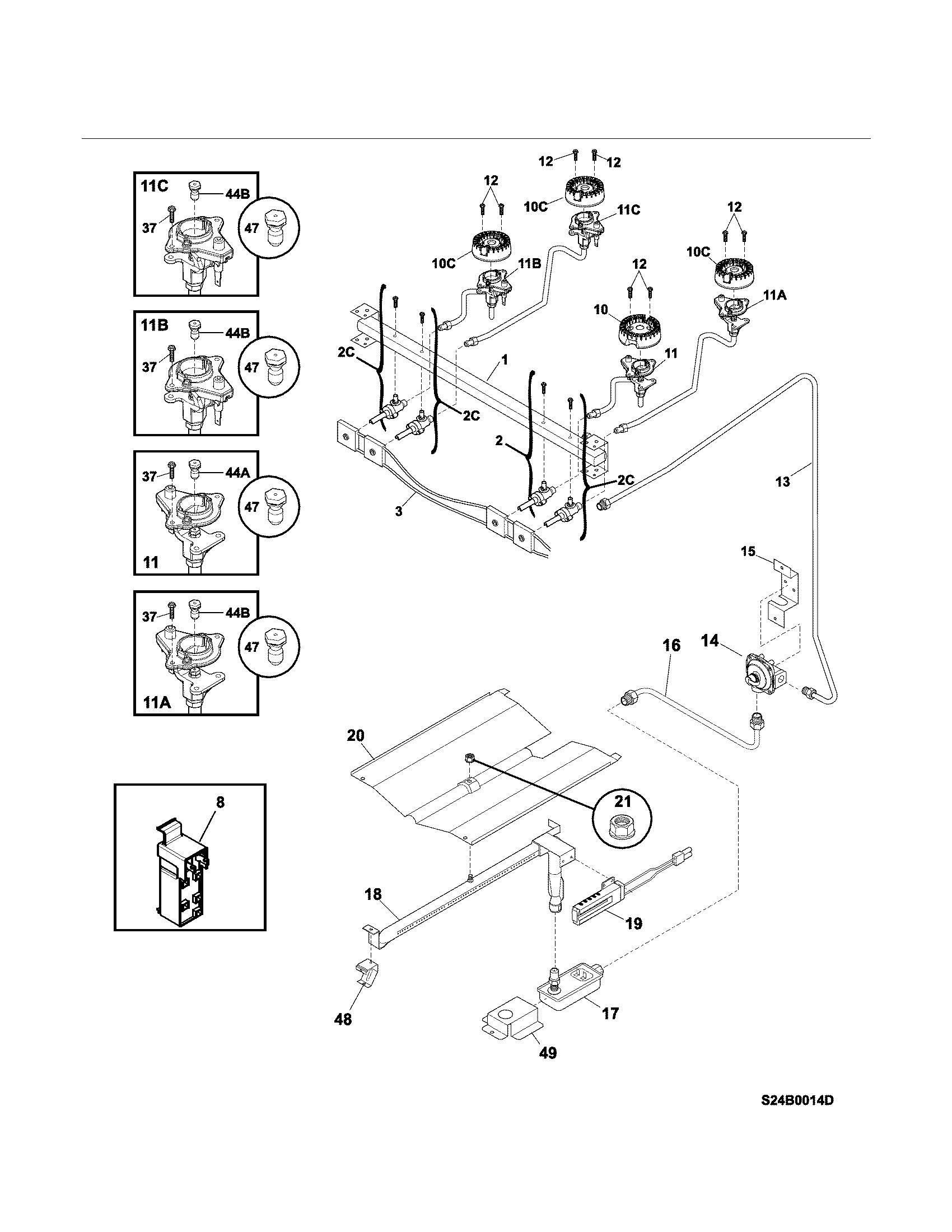 Kenmore 79073239312 burner diagram