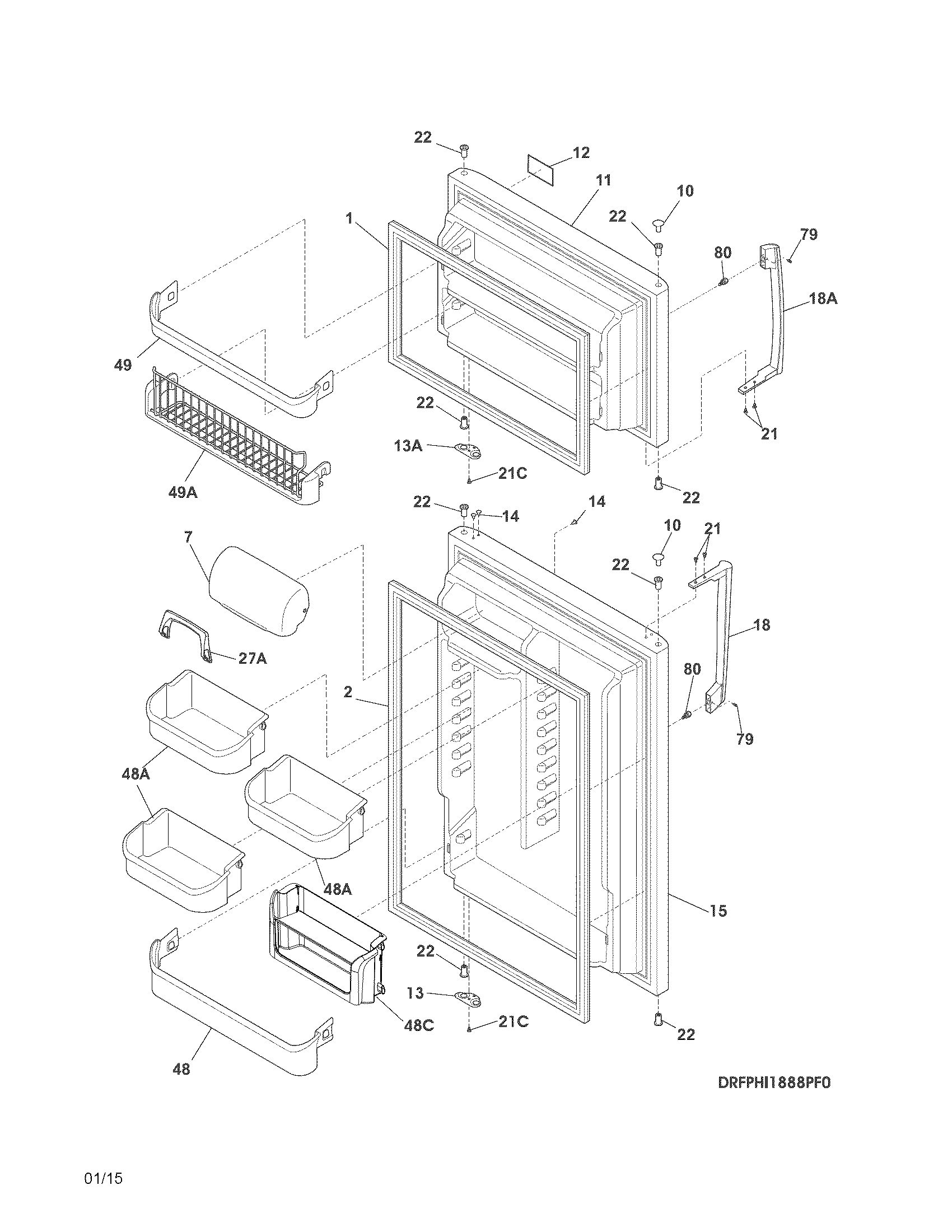 Frigidaire FPHI1888PF6 doors diagram