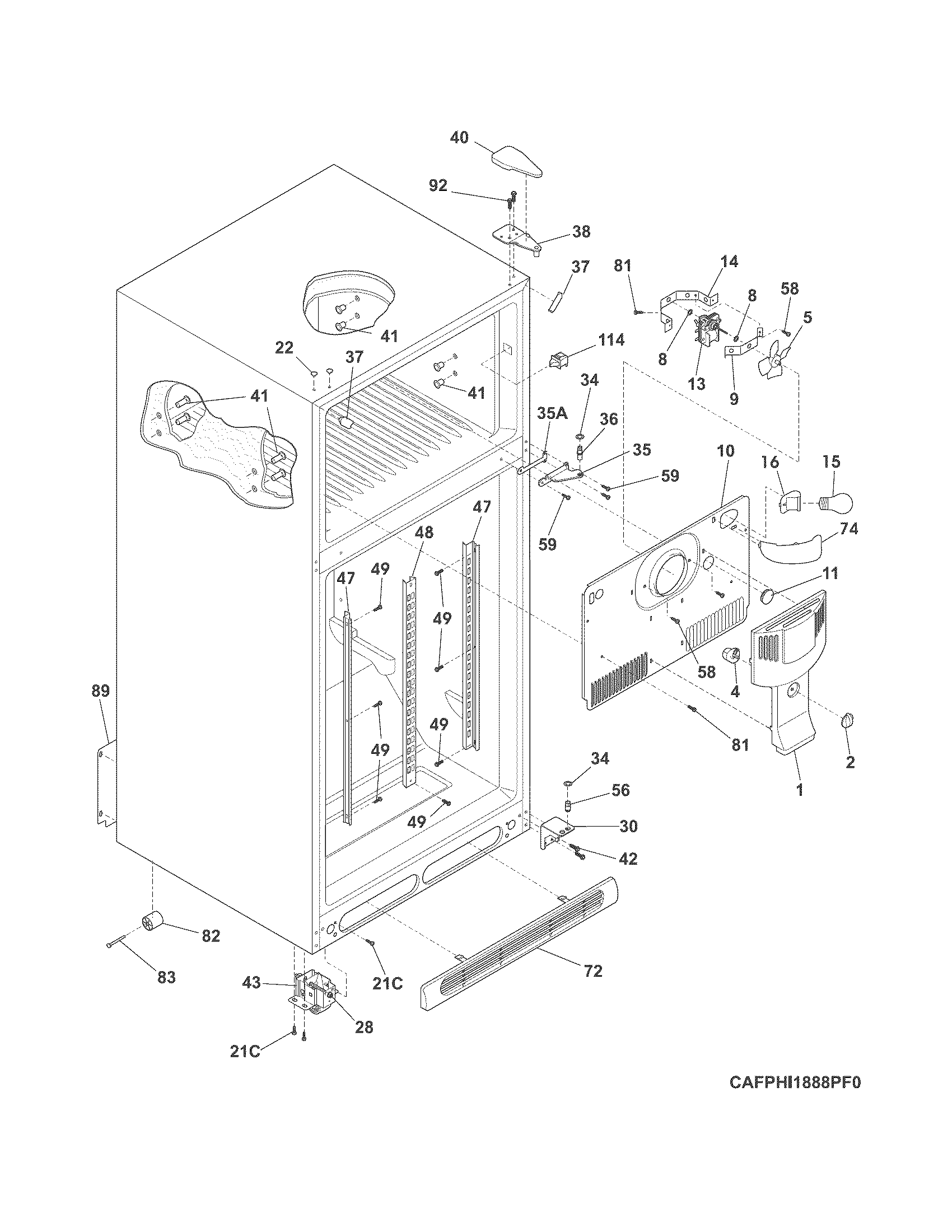 Frigidaire FPHI1888PF6 cabinet diagram