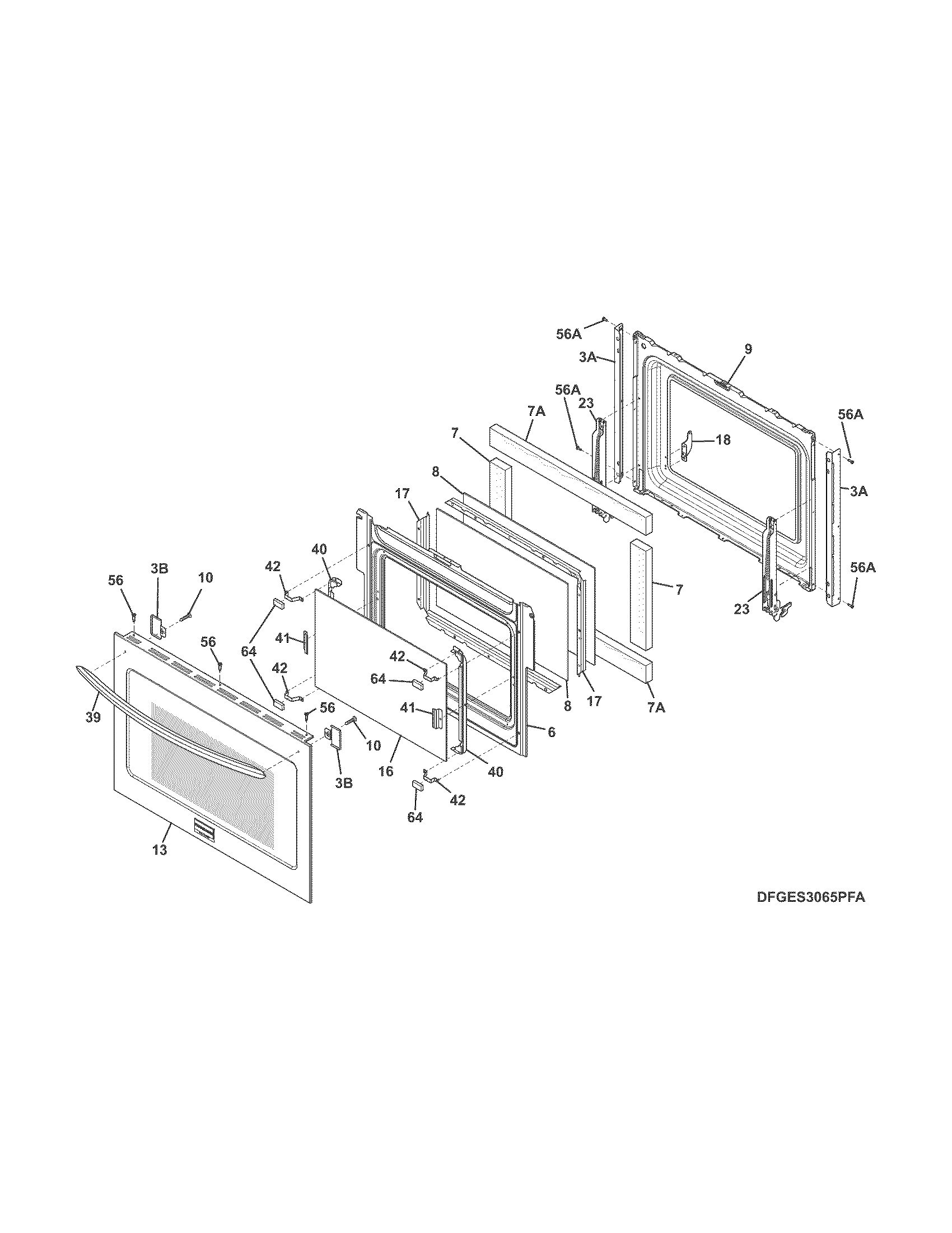 Frigidaire FGGS3065PFF door diagram