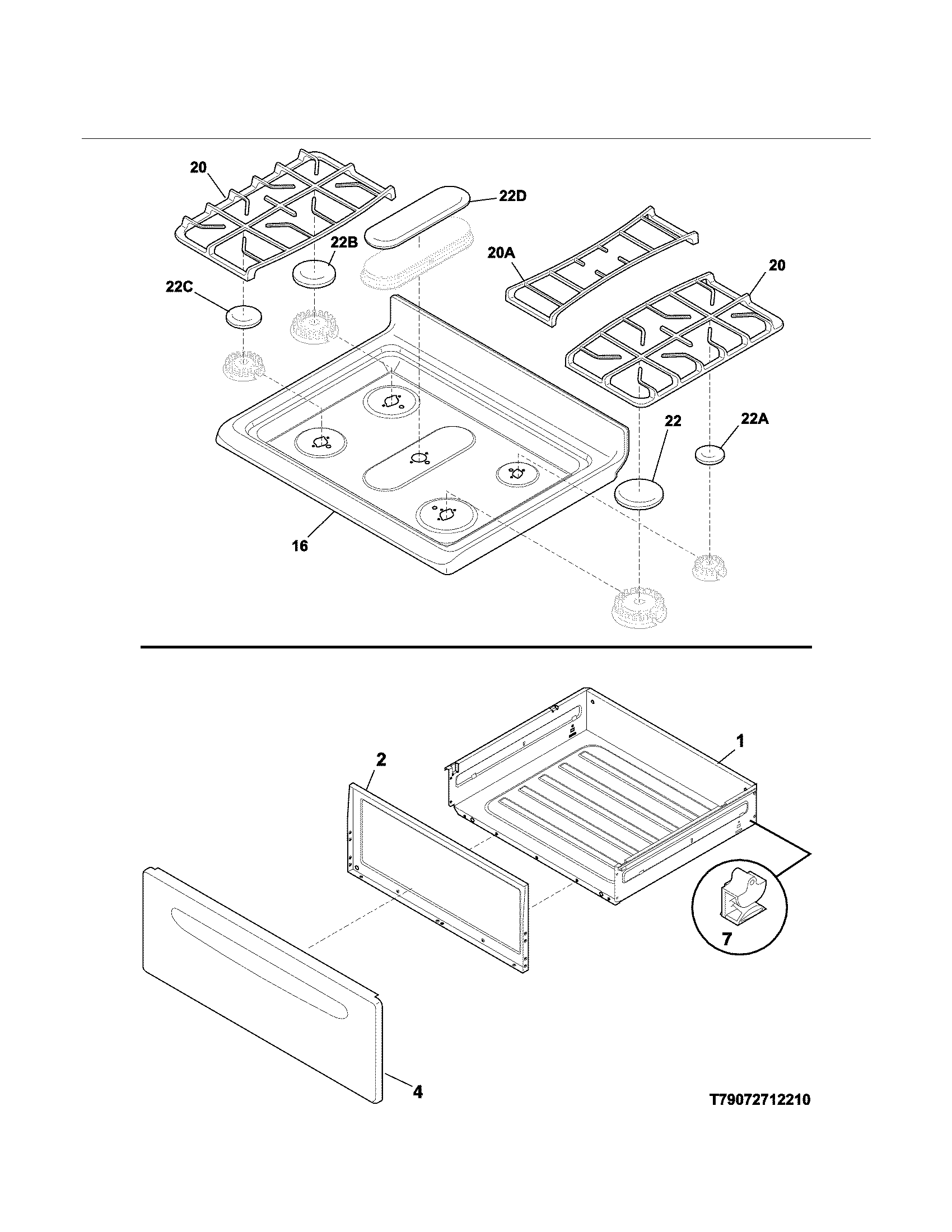 Kenmore 79074232311 top/drawer diagram