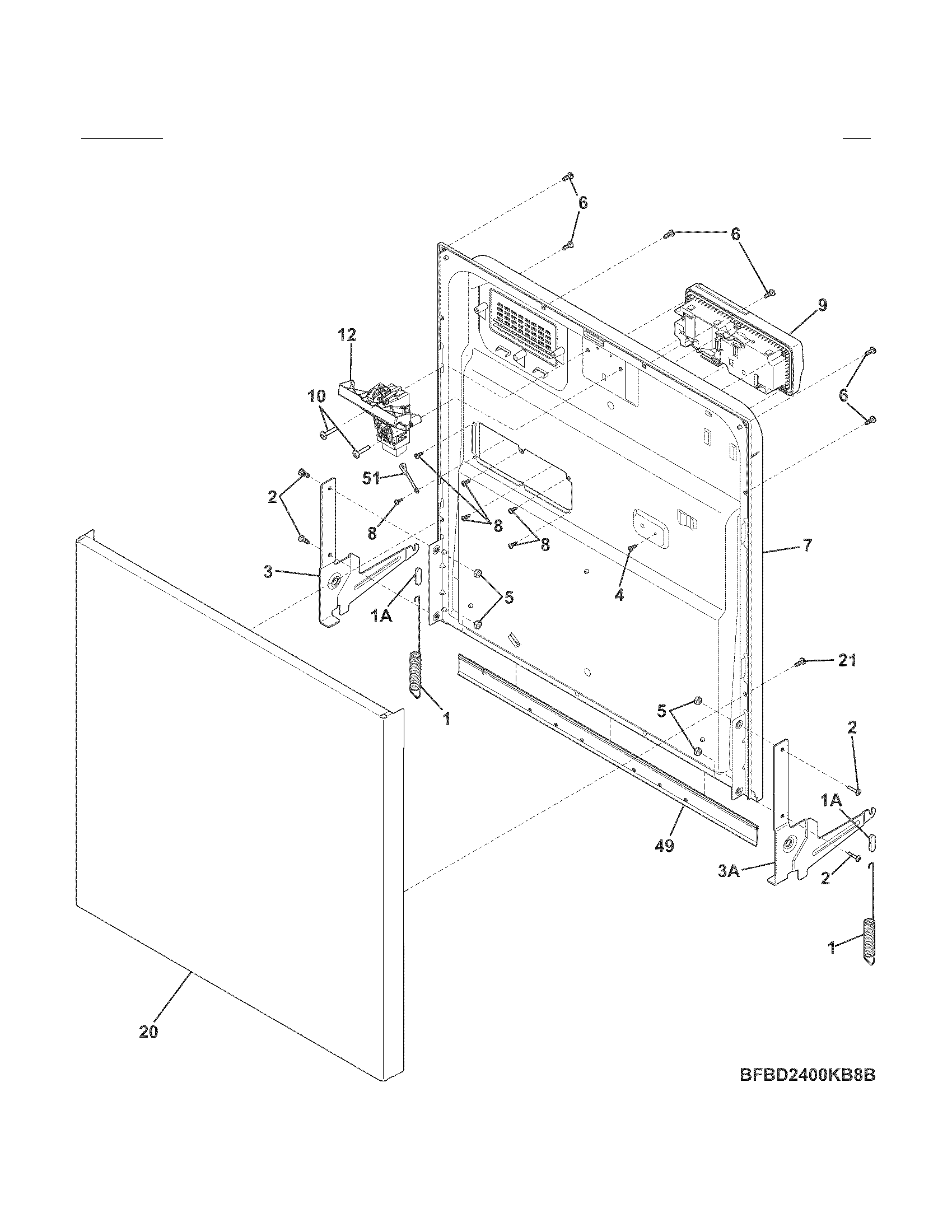 Kenmore 58714012411B door diagram