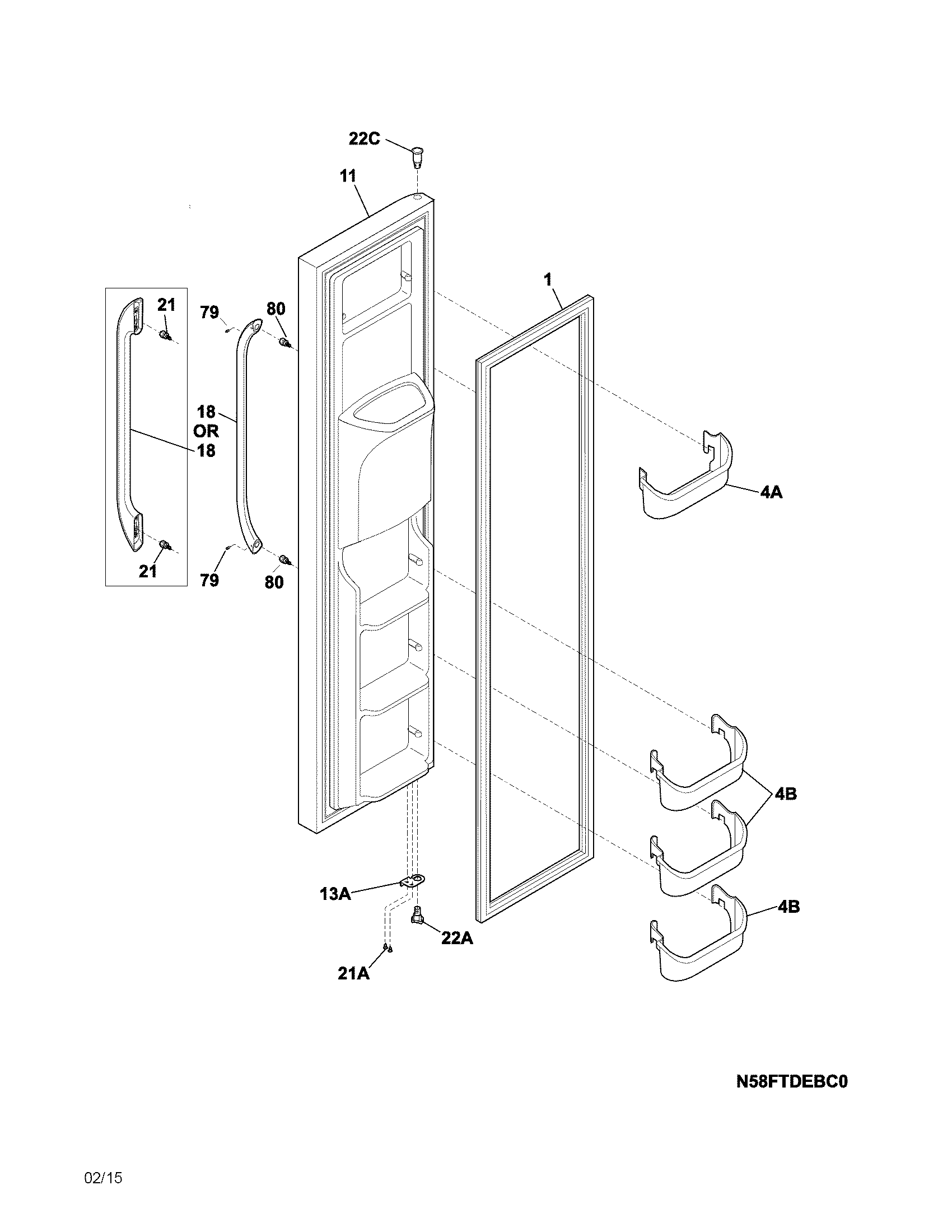 Frigidaire FFSS2614QS2A freezer door diagram