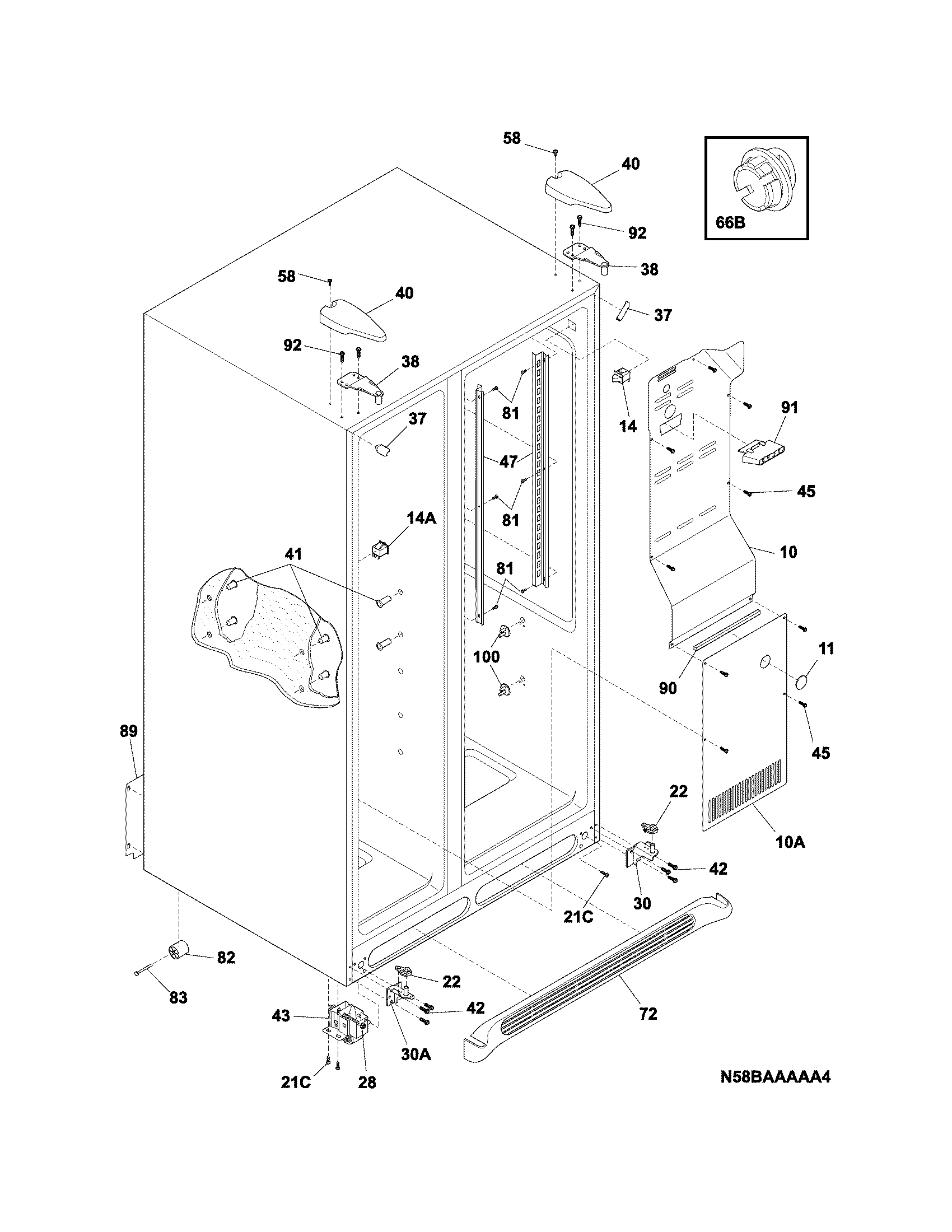 Frigidaire FFSS2614QS2A cabinet diagram