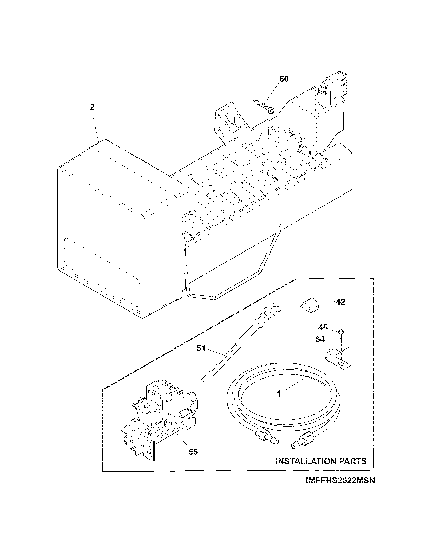 Frigidaire FFSS2614QS2A ice maker diagram