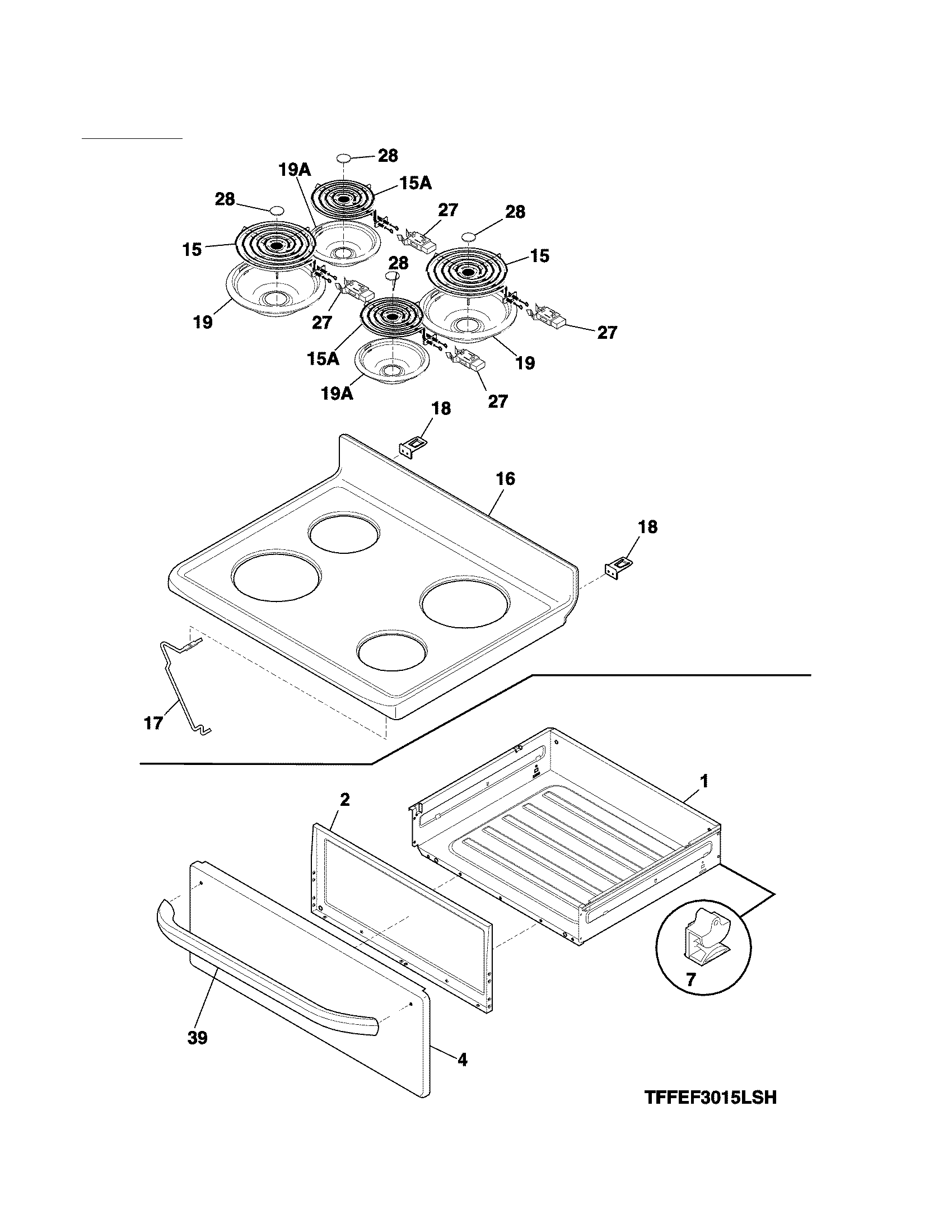 Kenmore 79093003311 top/drawer diagram