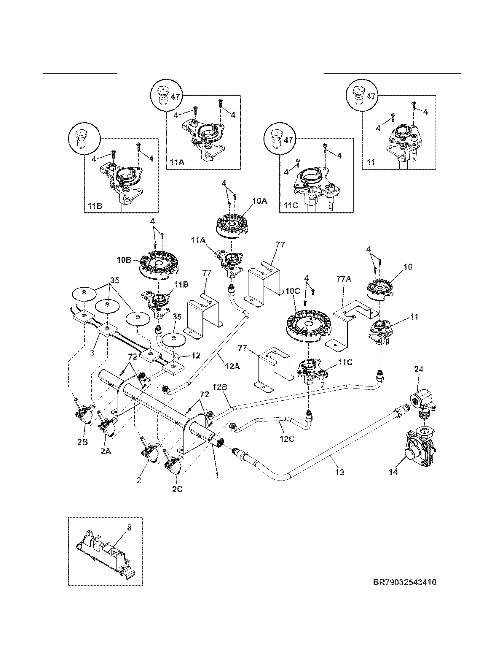 Kenmore 79032543410 burner diagram
