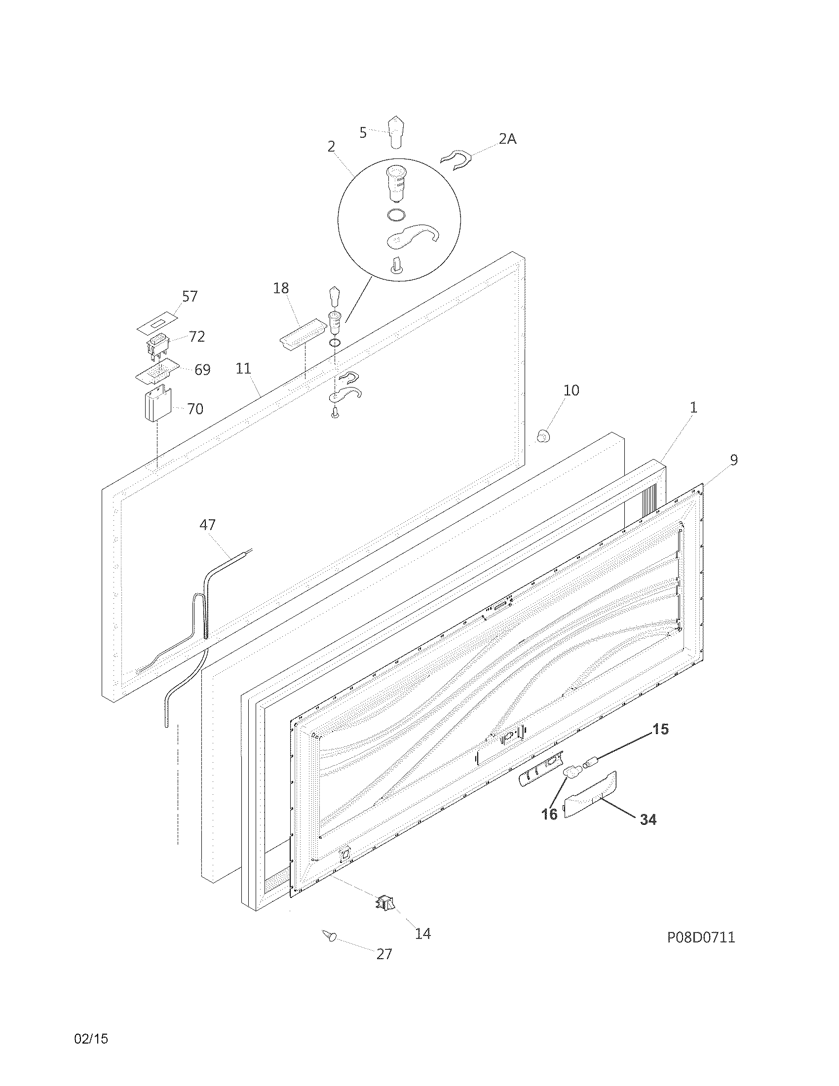 Frigidaire FCCS181QWA door diagram