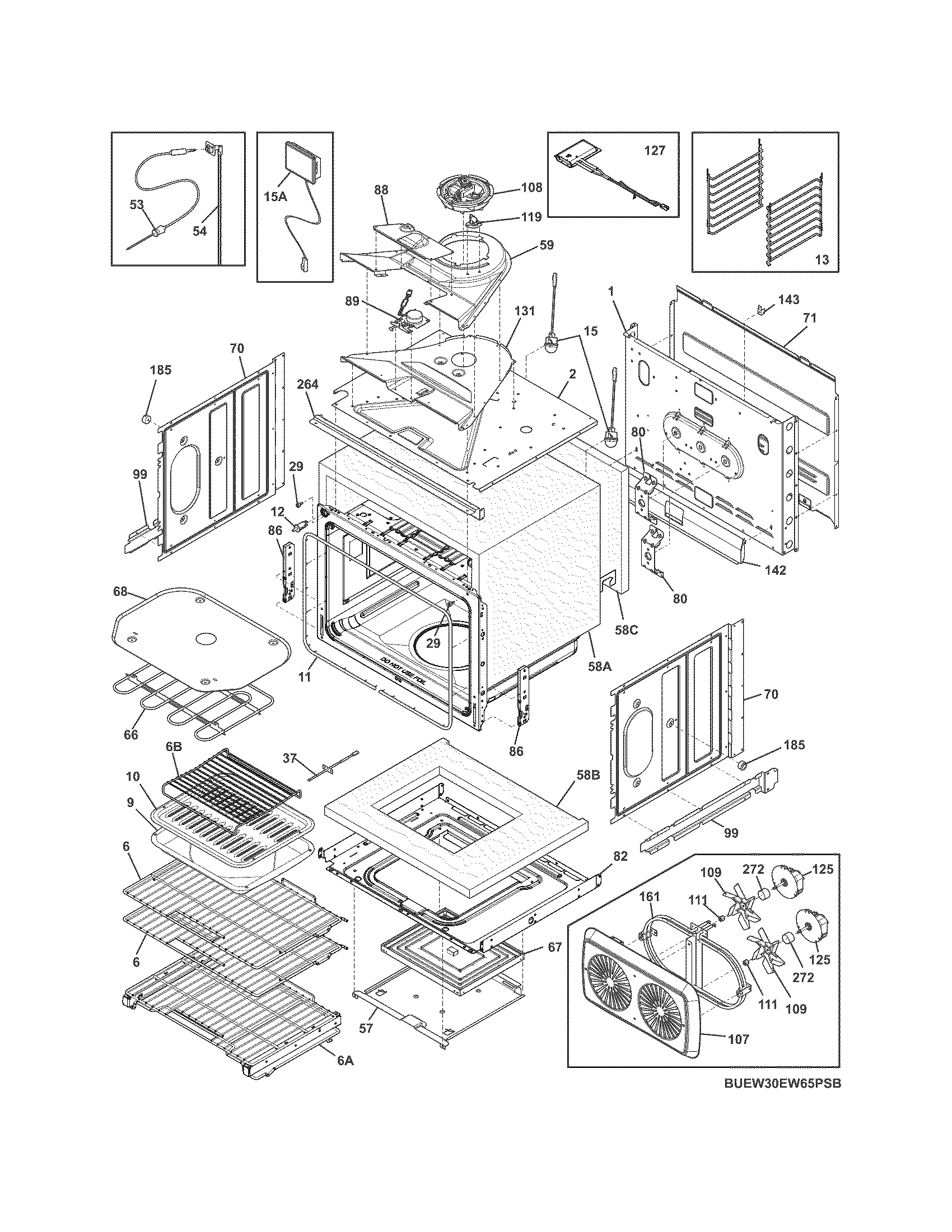 Electrolux EW30EW65PSB upper oven diagram