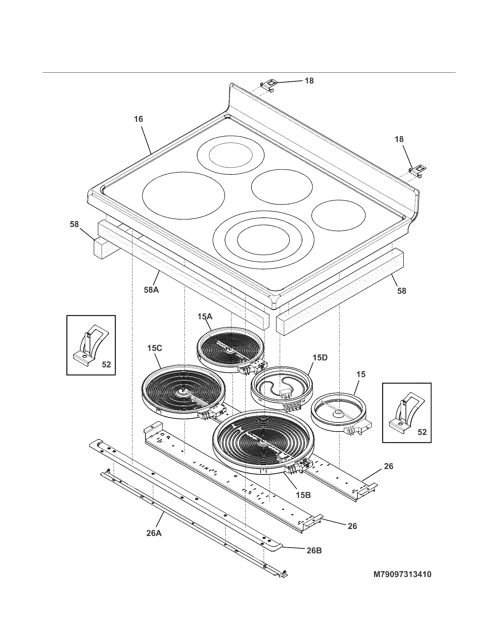 Kenmore Elite 79097313410 main top diagram