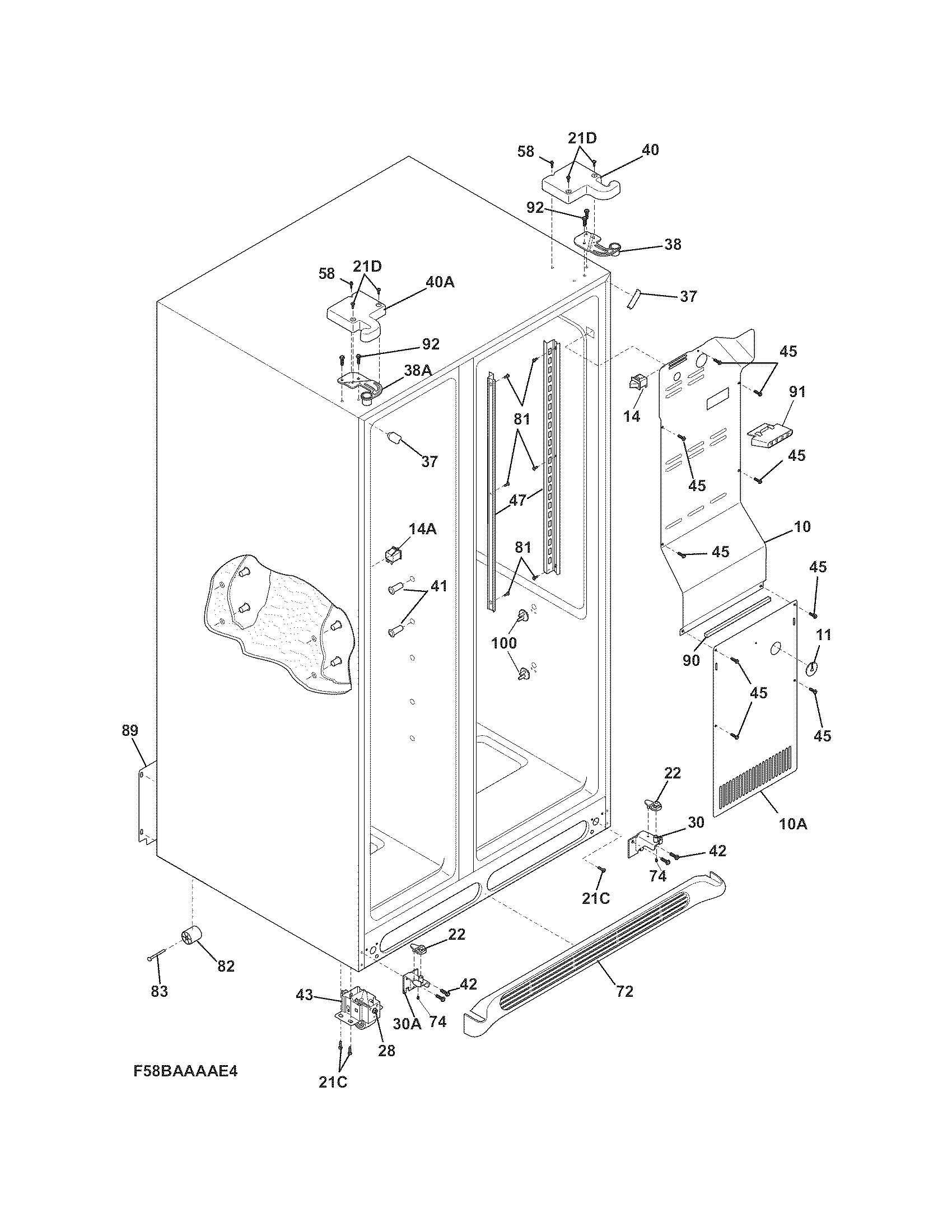 Frigidaire FFHS2622MBPA cabinet diagram