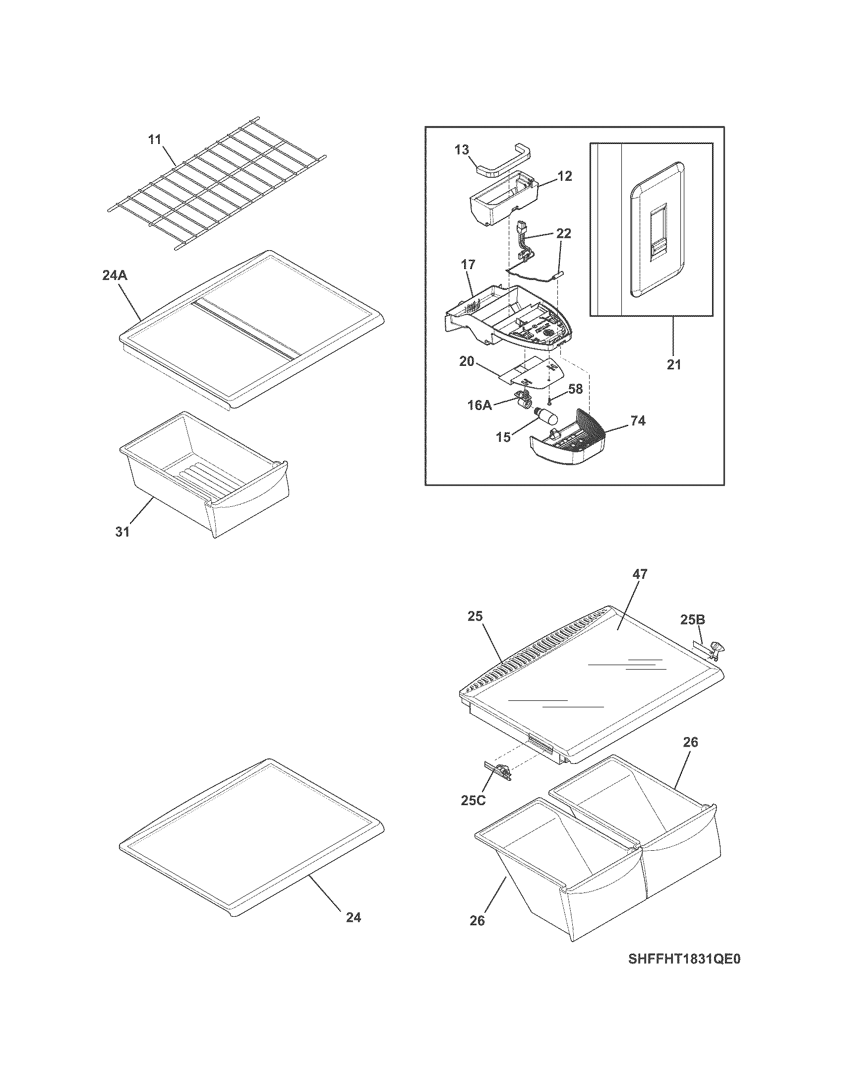 Frigidaire LFHT1831QF1 shelves diagram