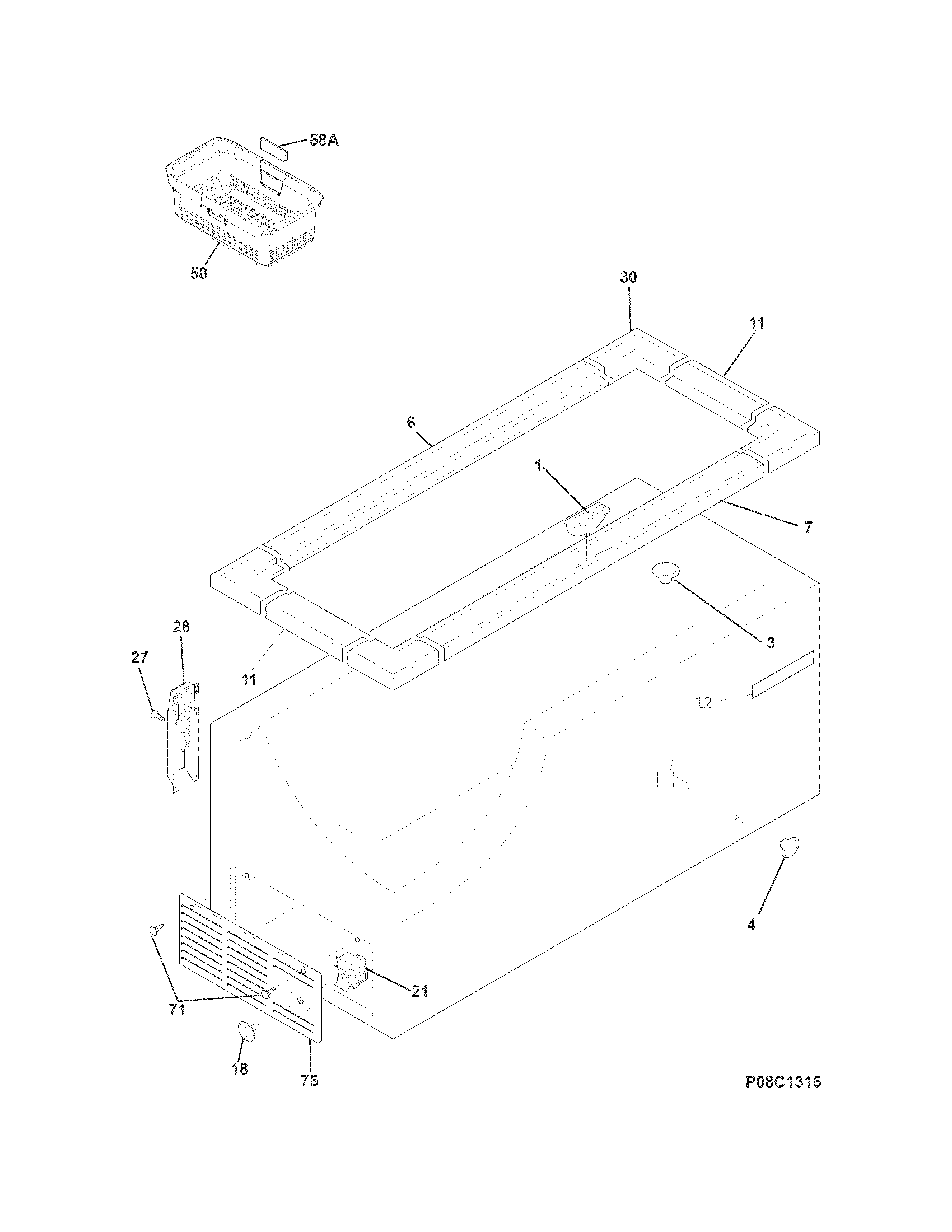 Crosley CFC183QWA cabinet diagram