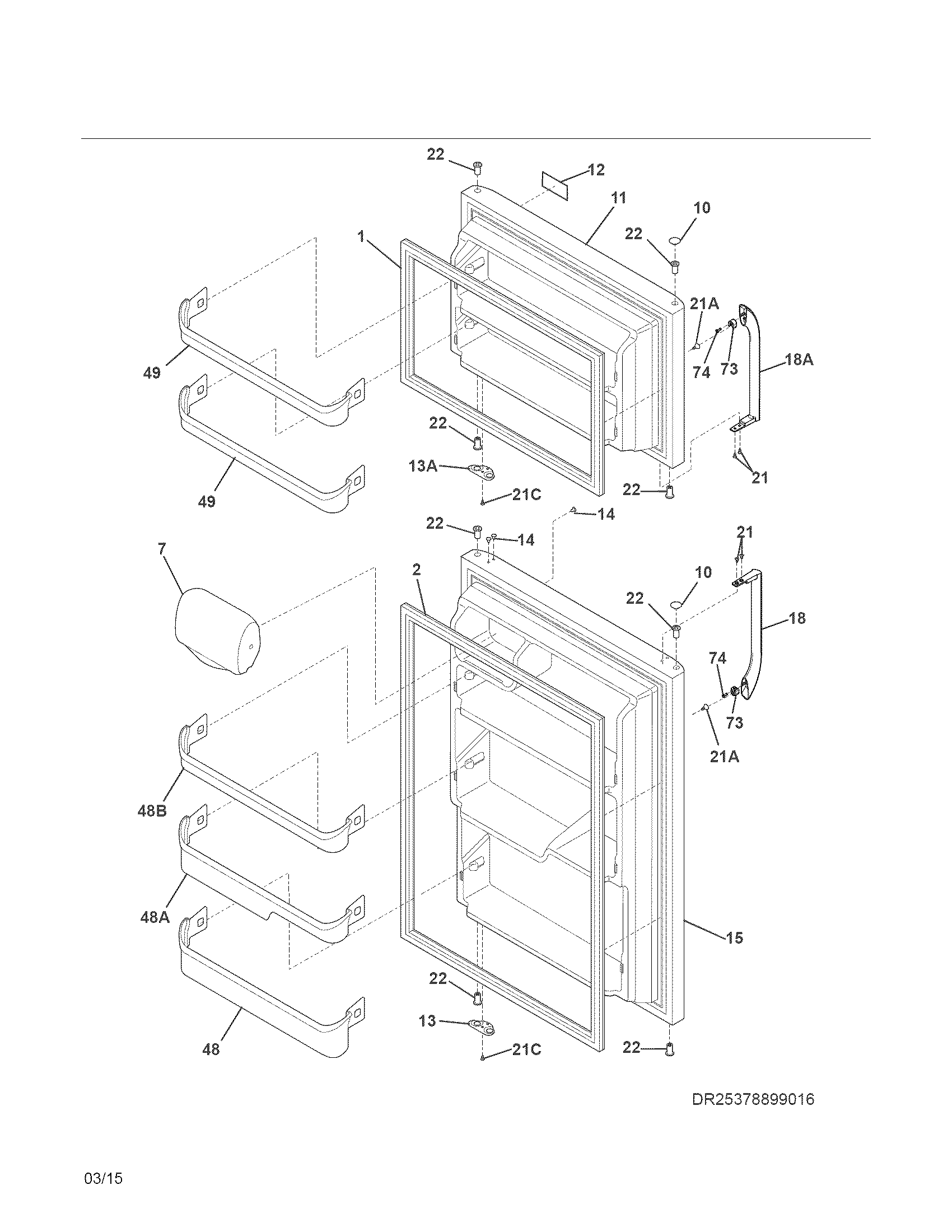 Kenmore 25378899016 doors diagram