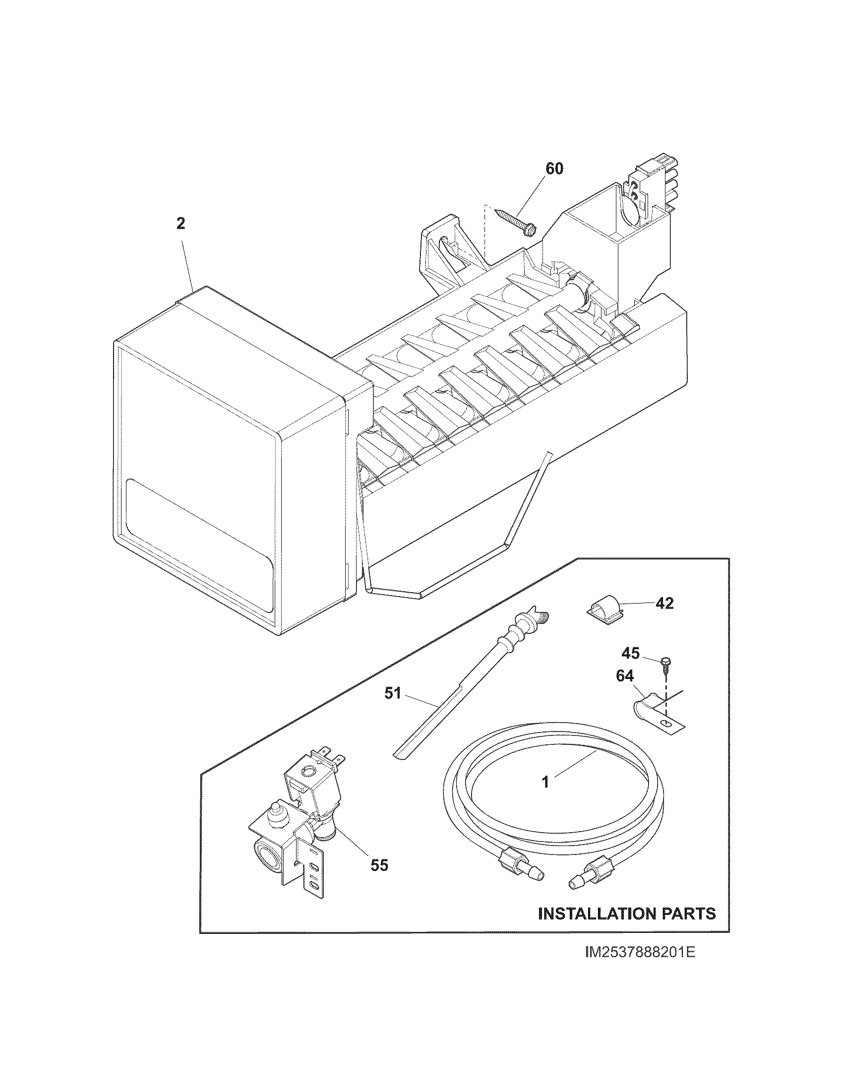 Kenmore 25378899016 ice maker diagram