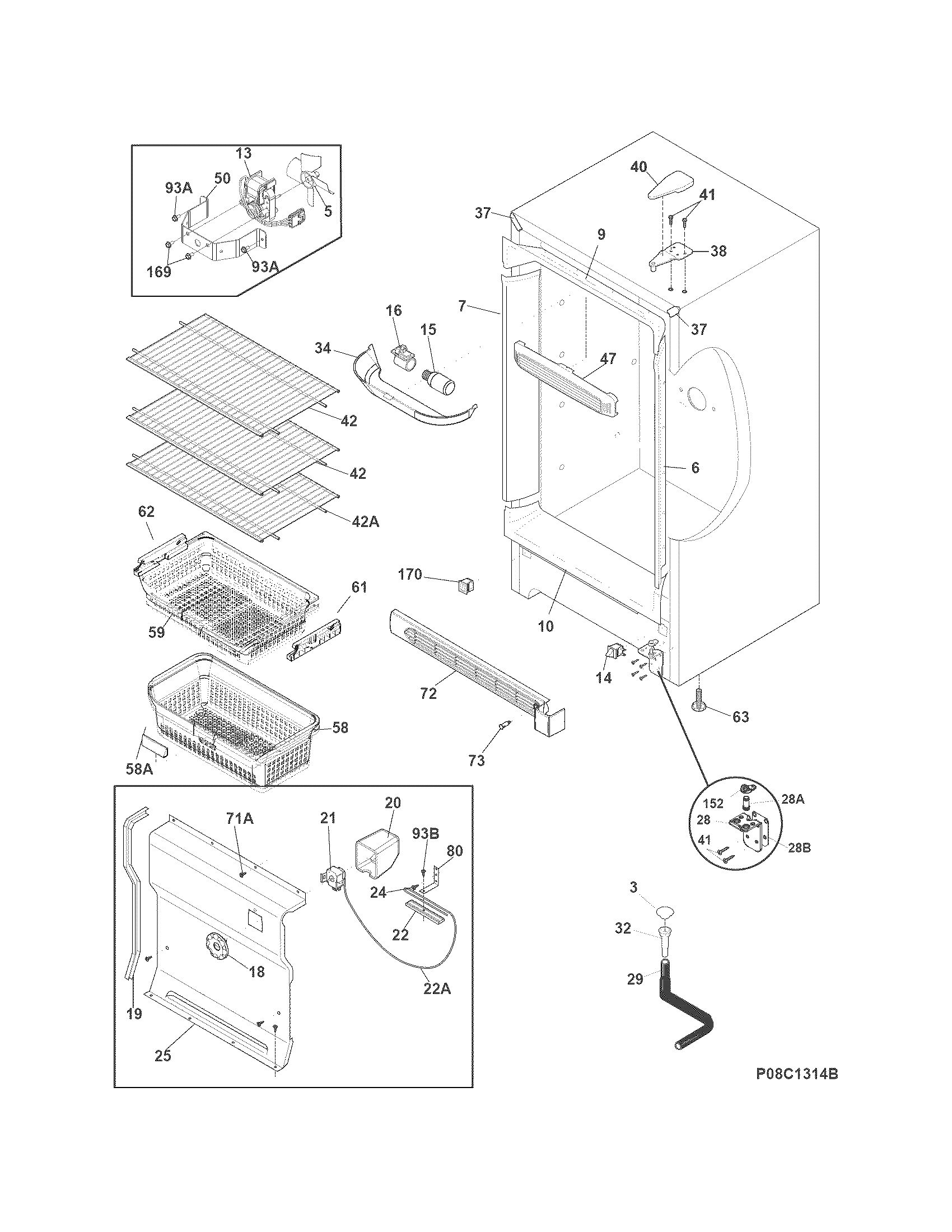 Frigidaire FFFH17F4QTA cabinet diagram