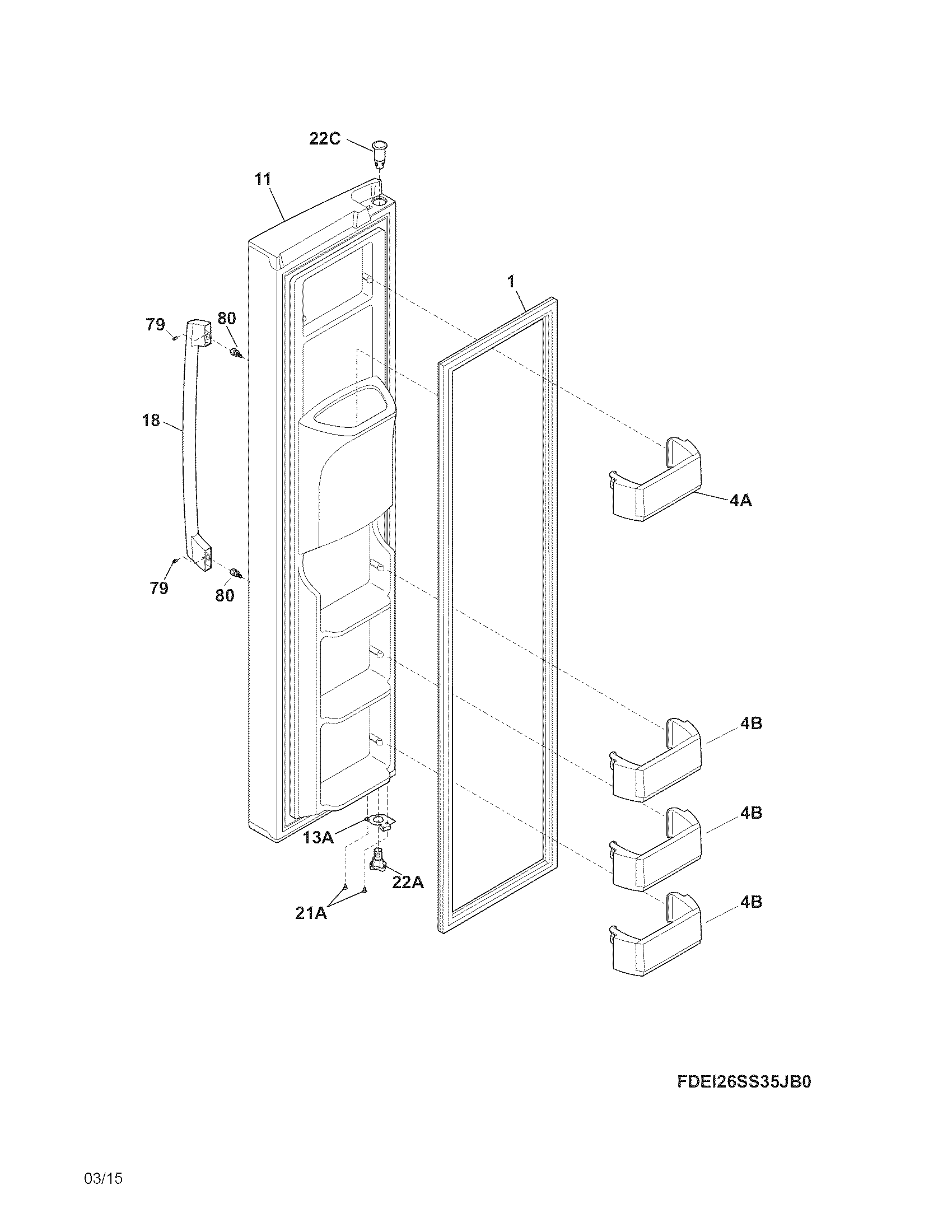 Electrolux EI26SS30JS5 freezer door diagram