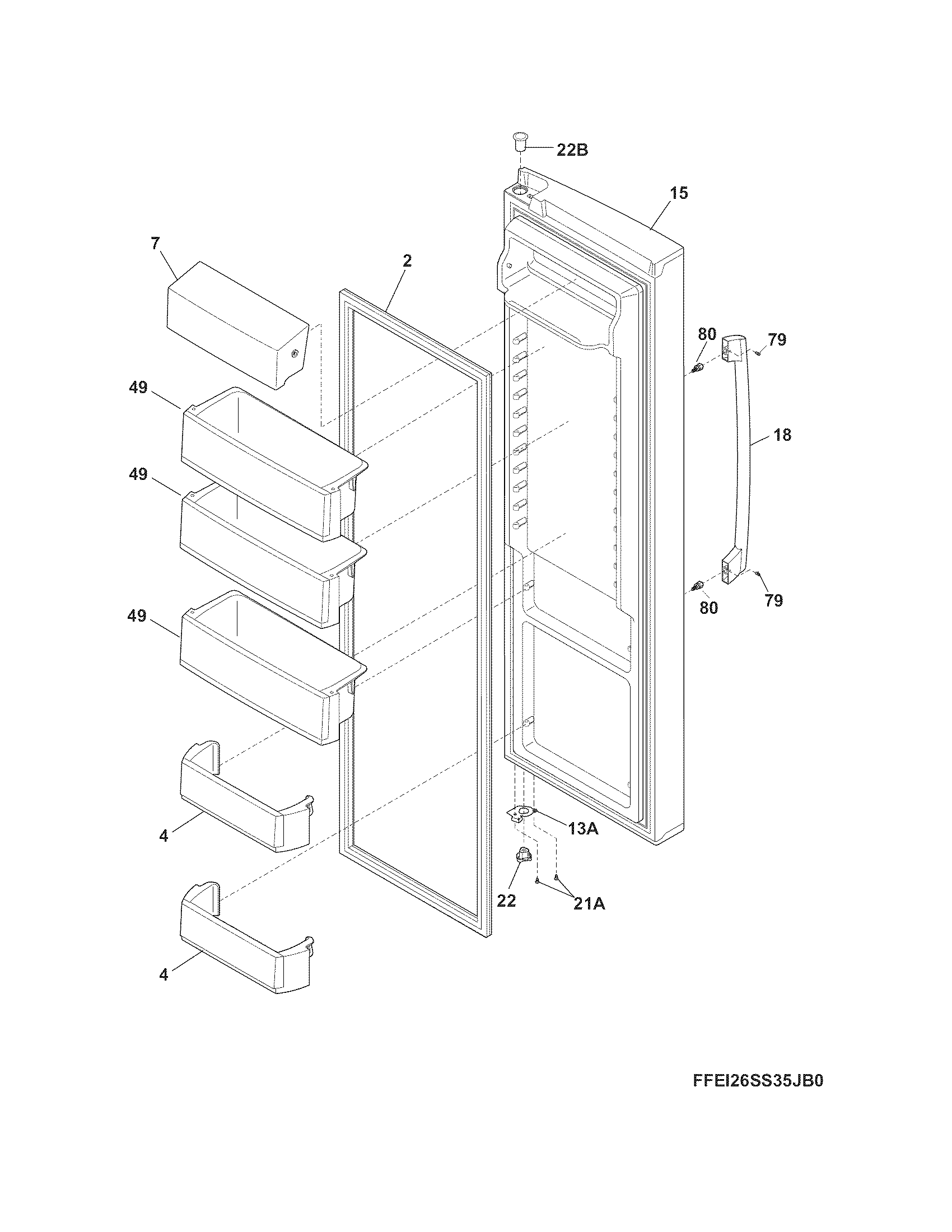 Electrolux EI26SS30JS5 refrigerator door diagram