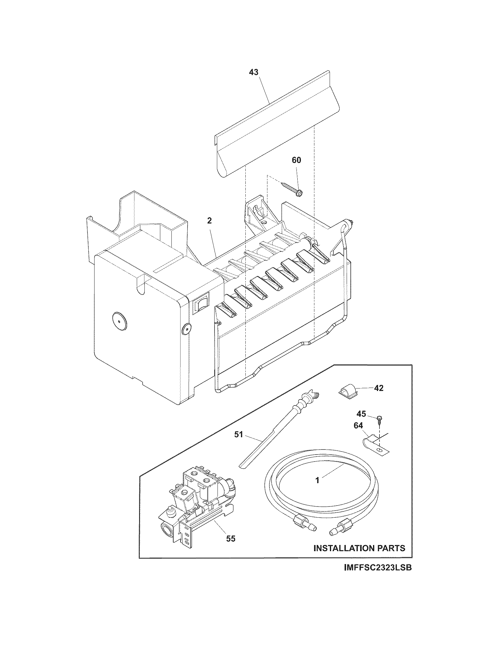 Electrolux EI26SS30JS5 ice maker diagram