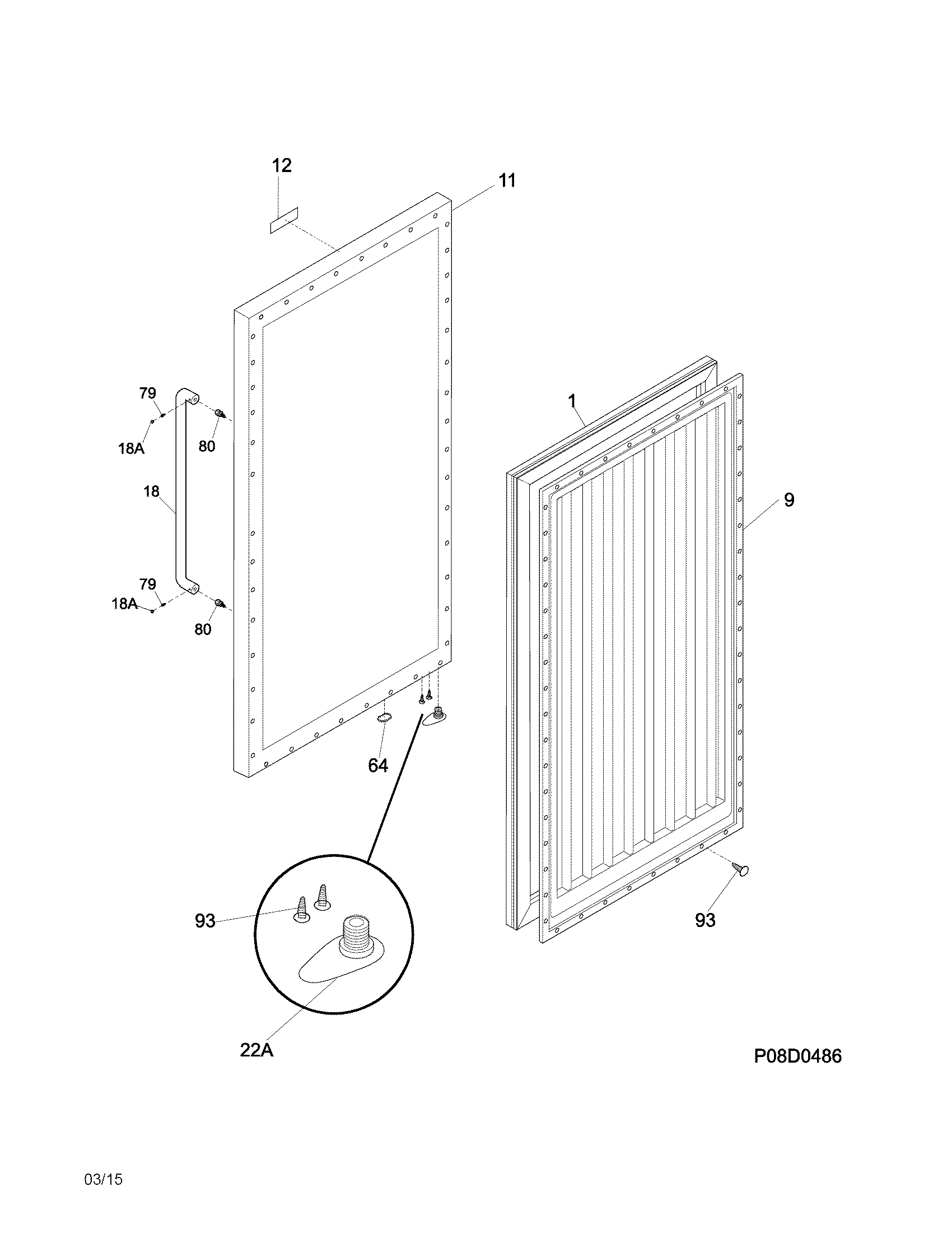 Frigidaire FCFS181LQBA door diagram