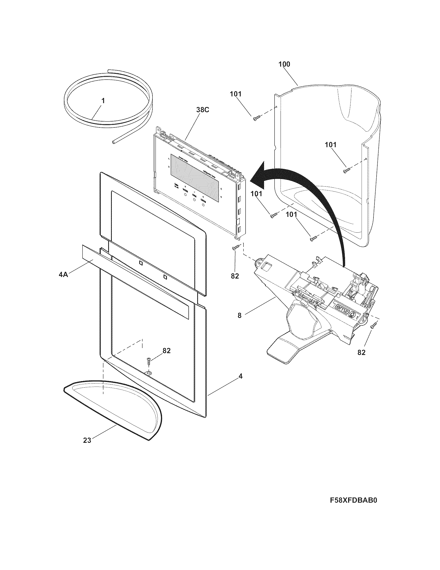 Frigidaire DGUS2645LF5 ice & water dispenser diagram