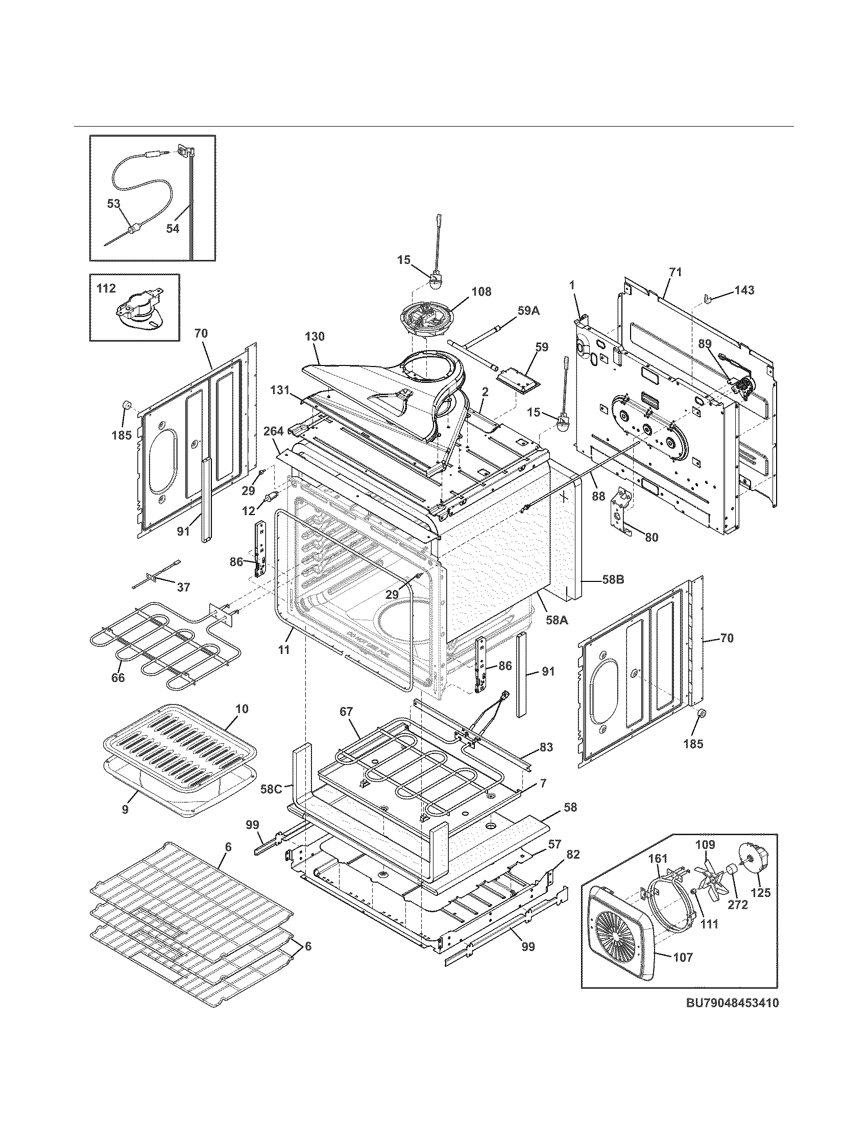 Kenmore Elite 79048453410 upper oven diagram