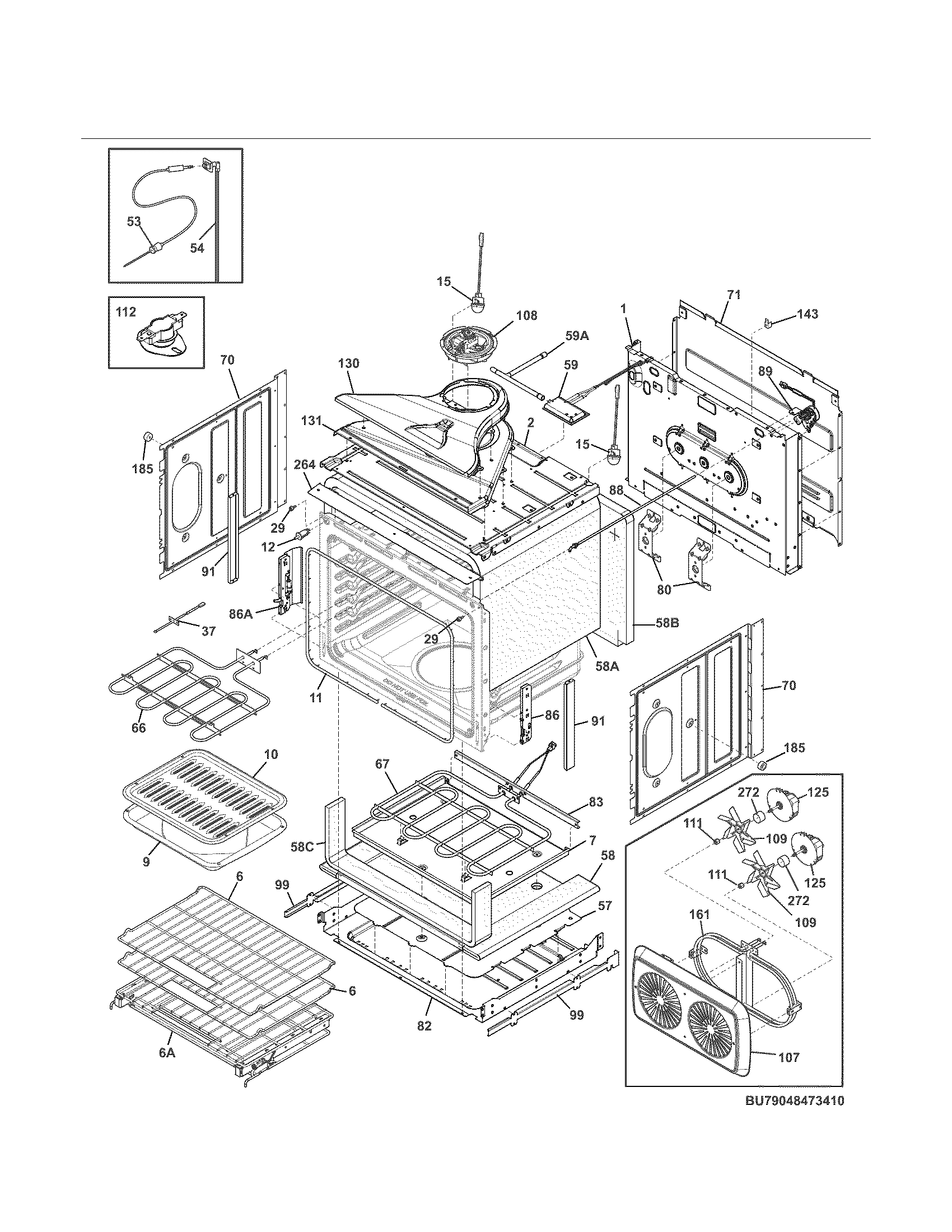 Kenmore Elite 79048473410 upper oven diagram
