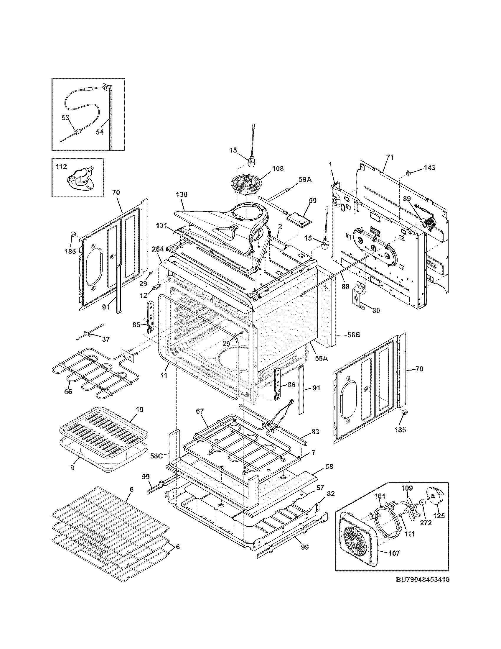 Kenmore Elite 79048452410 upper oven diagram