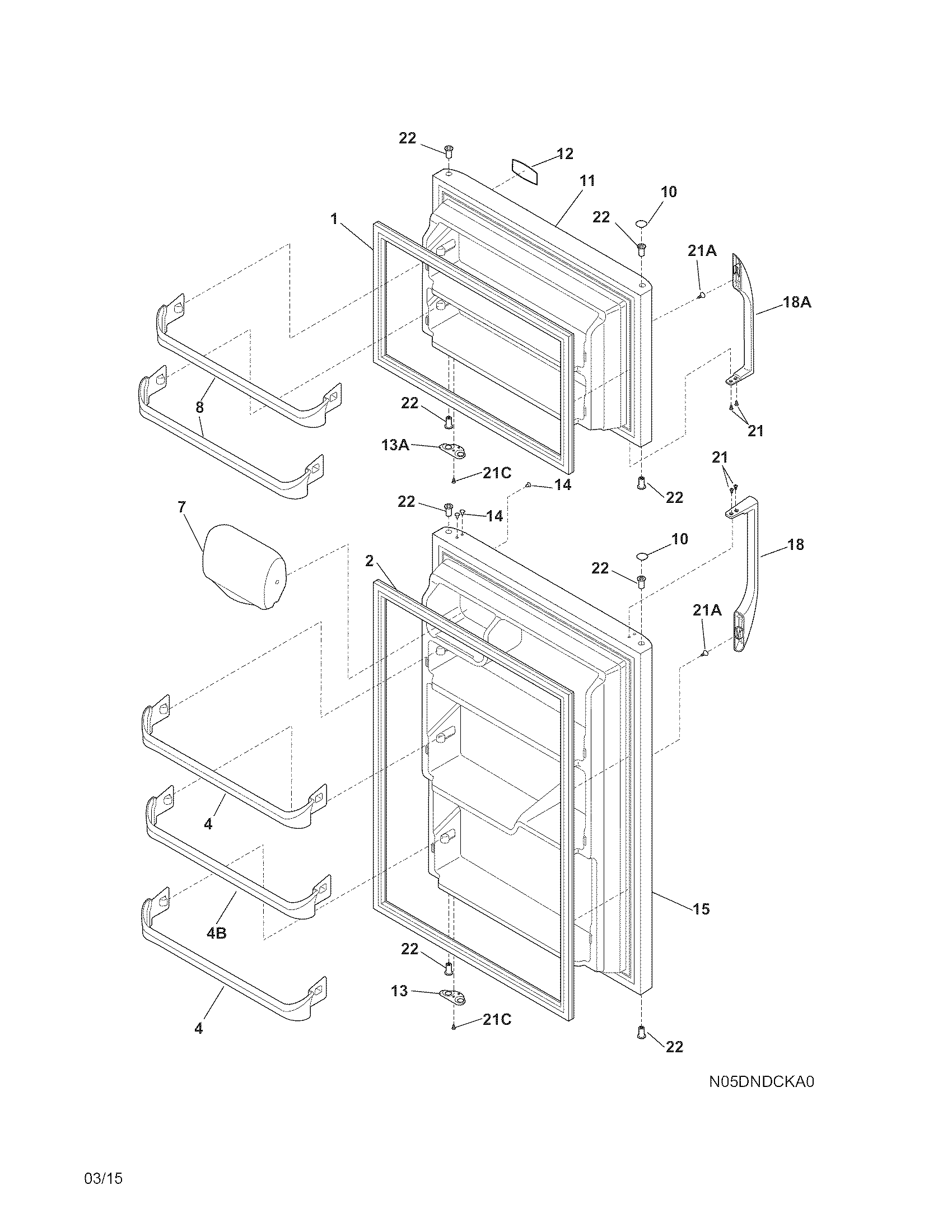 Frigidaire FFHT1816PS4 doors diagram