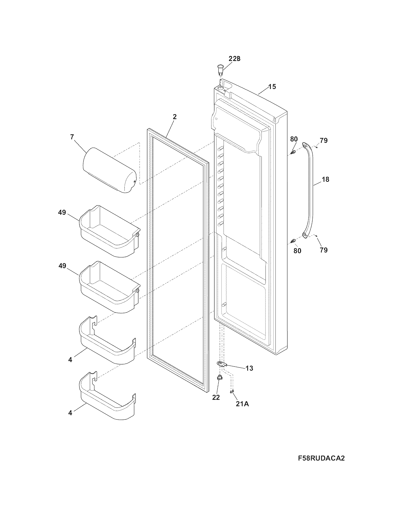 Frigidaire DFHS2313MFCA refrigerator door diagram